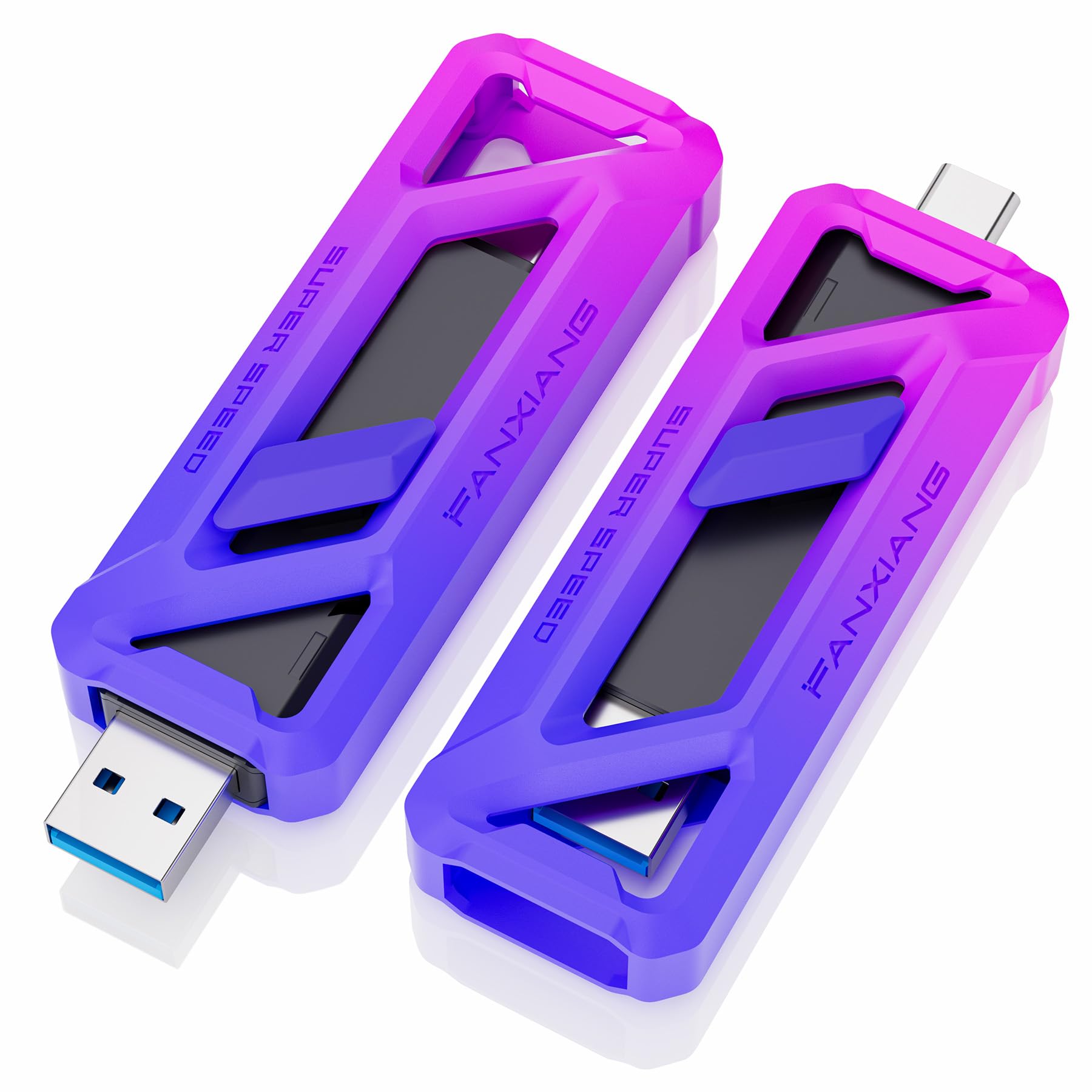 fanxiang Zewnętrzny dysk SSD 256 GB, do 2050 MB/s, USB 3.2 Gen 2 x 2 x 2 przenośny dysk SSD z kablem USB C/A 2 w 1, kompatybilny z iPhone15/16, Android, Windows, Mac, PC, laptopami, FF958