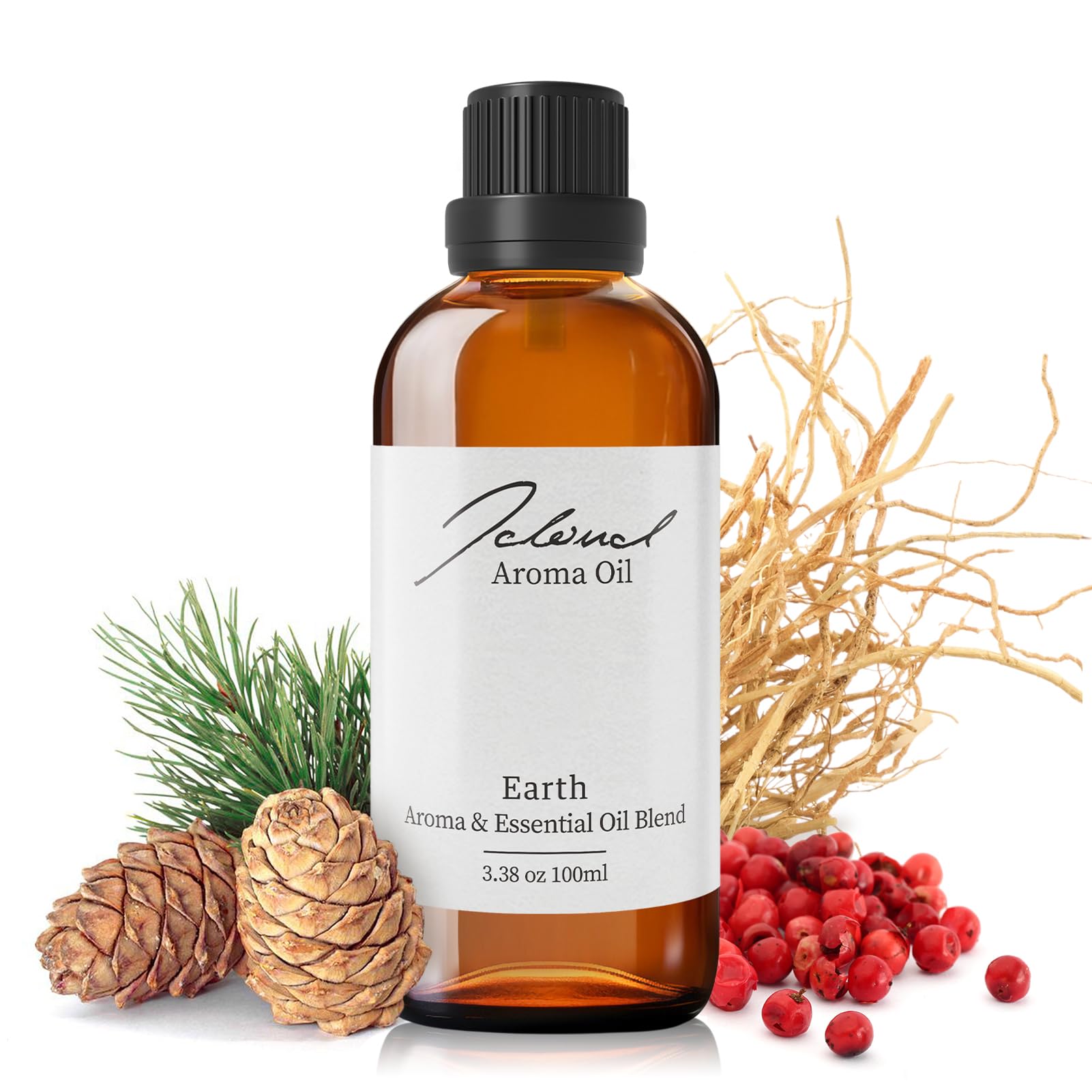 JCLOUD Earth Essential Oil for Diffuser - Hotel Diffuser Oil & Home Luxury Scents - Pure Aromatherapy Diffuser Oil with Patchouli, Vetiver & Pink Pepper, Natural & Pet Safe - 100mL