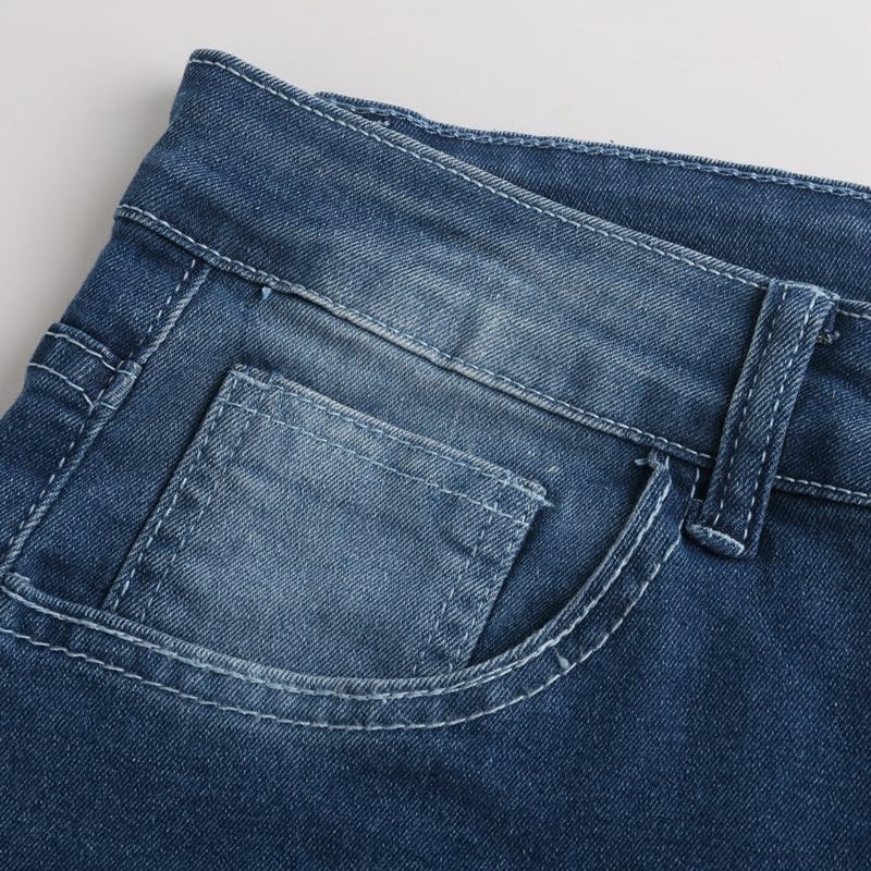 Men's Ripped Jeans – Fashionable Slim Fit Stretch Denim with Patches,Ripped Distressed Destroyed Straight Slim Fit Jeans3