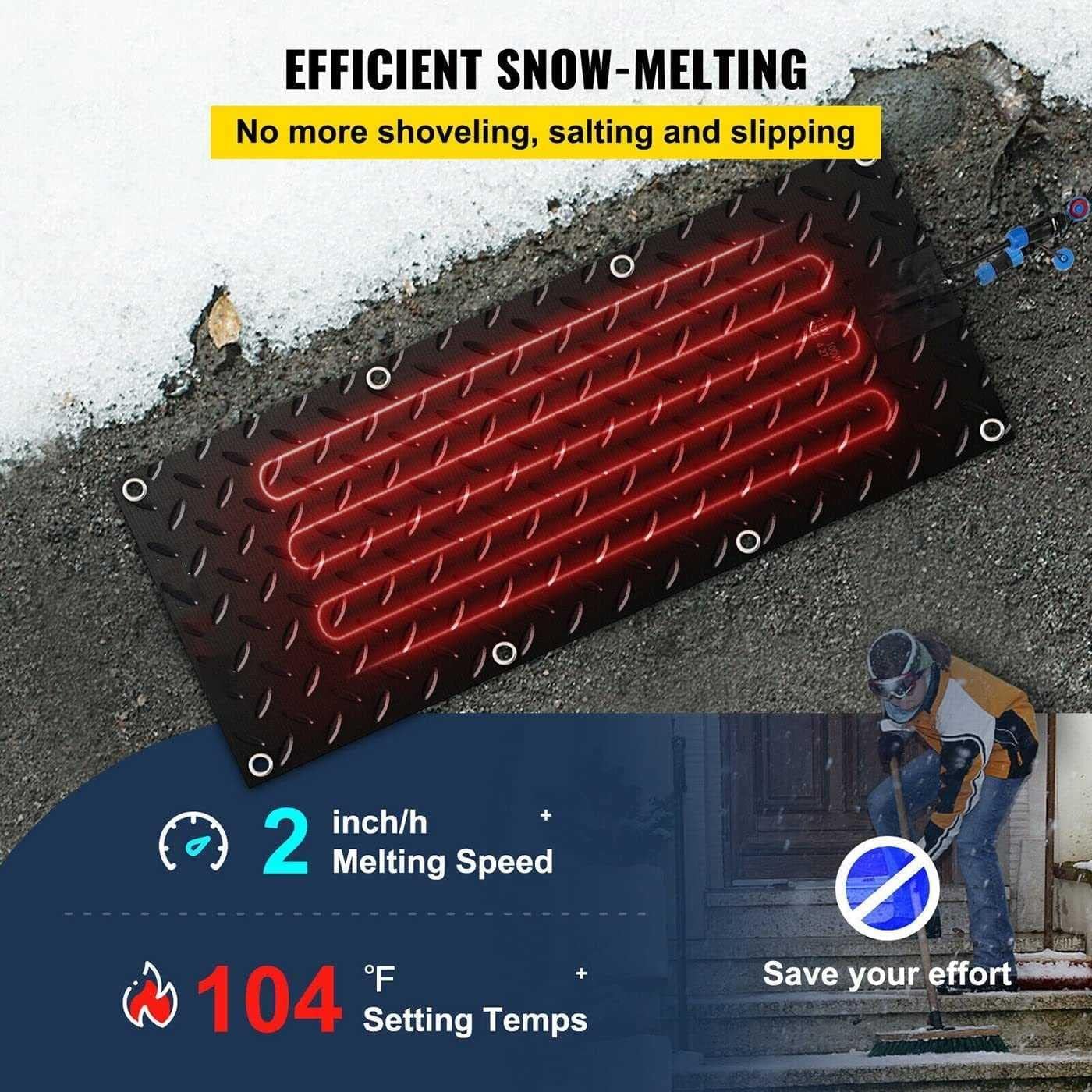 1 tapis chauffant de fonte de neige pour entrées – Différentes tailles 30,5 cm/39,9 cm/50,8 cm/59,9 cm – Produits antidérapants pour enlever la neige et la fonte de glace – Tapis de fonte de neige