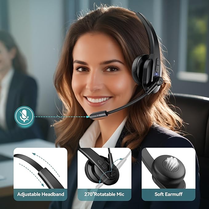 Sarevile Auricular Bluetooth con Dongle USB, Monoaural, Cancelación de Ruido miniatura 7