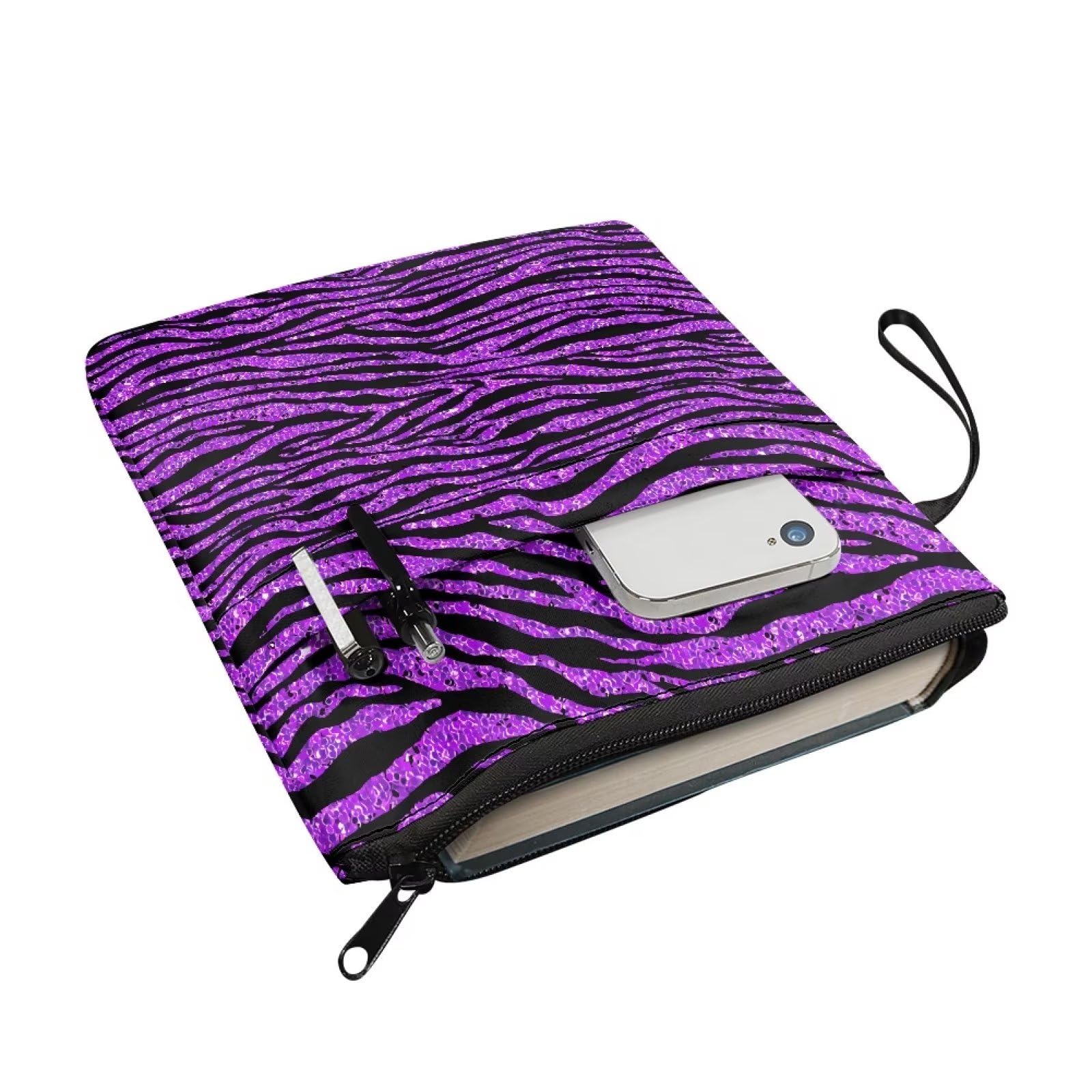 Poceacles Housse De Protection Livre Lavable Avec Fermeture Éclair - Motif Éléphant Et Fleurs Colorées