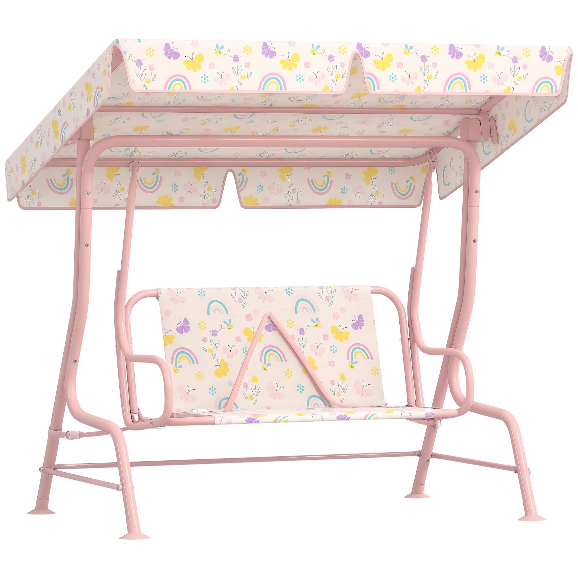 Aiyaplay Pink Kids Garden Swing Seat Child's Outdoor Swing Chair 2 Seater