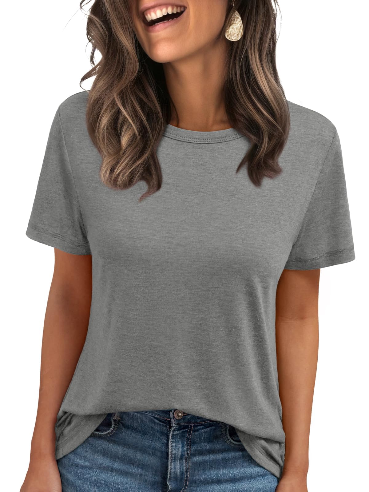 AirMood Damen-T-Shirt, Sommer, lässig, Rundhalsausschnitt