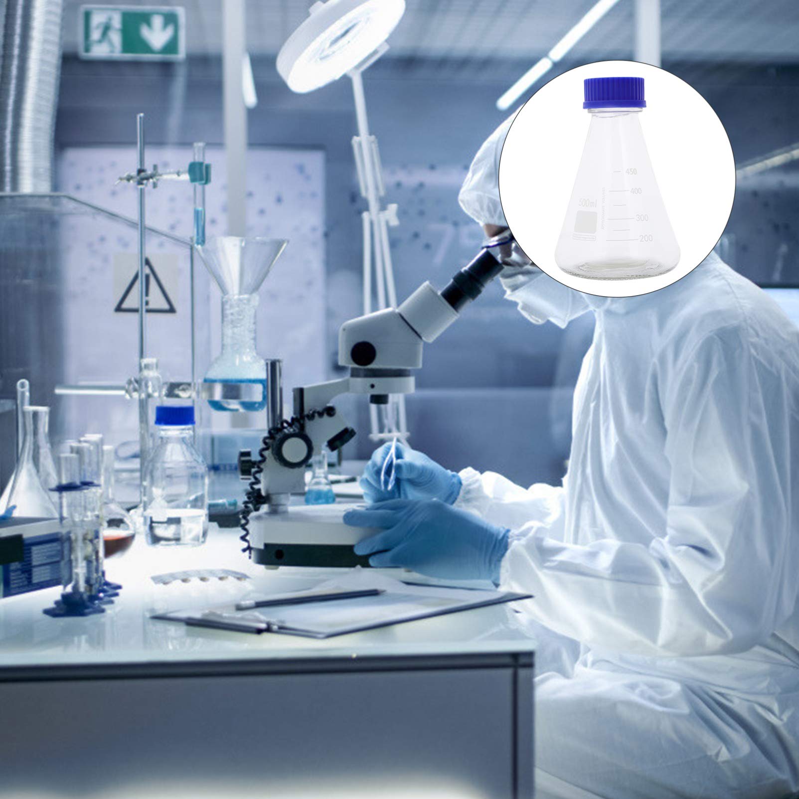 2 uds matraz Erlenmeyer 500ml científico boca estrecha matraz Erlenmeyer vidrio suministro para experimentos