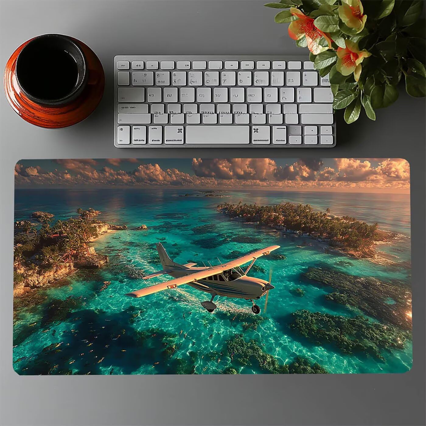 Aereo Tappetino Mouse xxl 140x60x0.3cm Impermeabile Tappetino Mouse Gaming Mousepad Mare Base in Gomma Antiscivolo Bordi Cuciti Resistenti All'abrasione Mousepad per Scrivania Gaming Laptop Model-7253