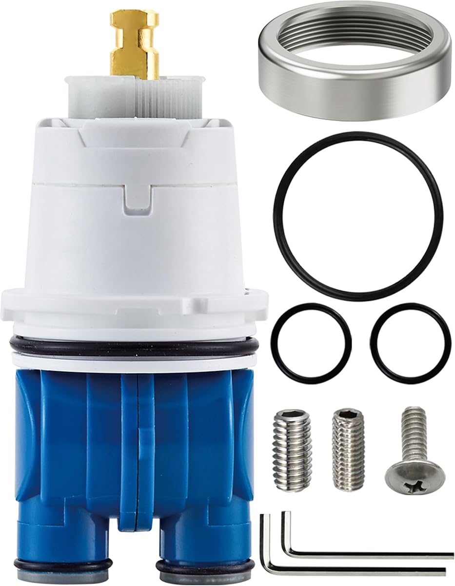 Shower Cartridge Replacement for Delta RP19804 (04/2006 Earlier) 1-Pack, Fits Delta Monitor 1300 1400 Series Single Handle, Fix Leak or Drip, Temperature or Pressure Issues, Includes Bonnet Nut