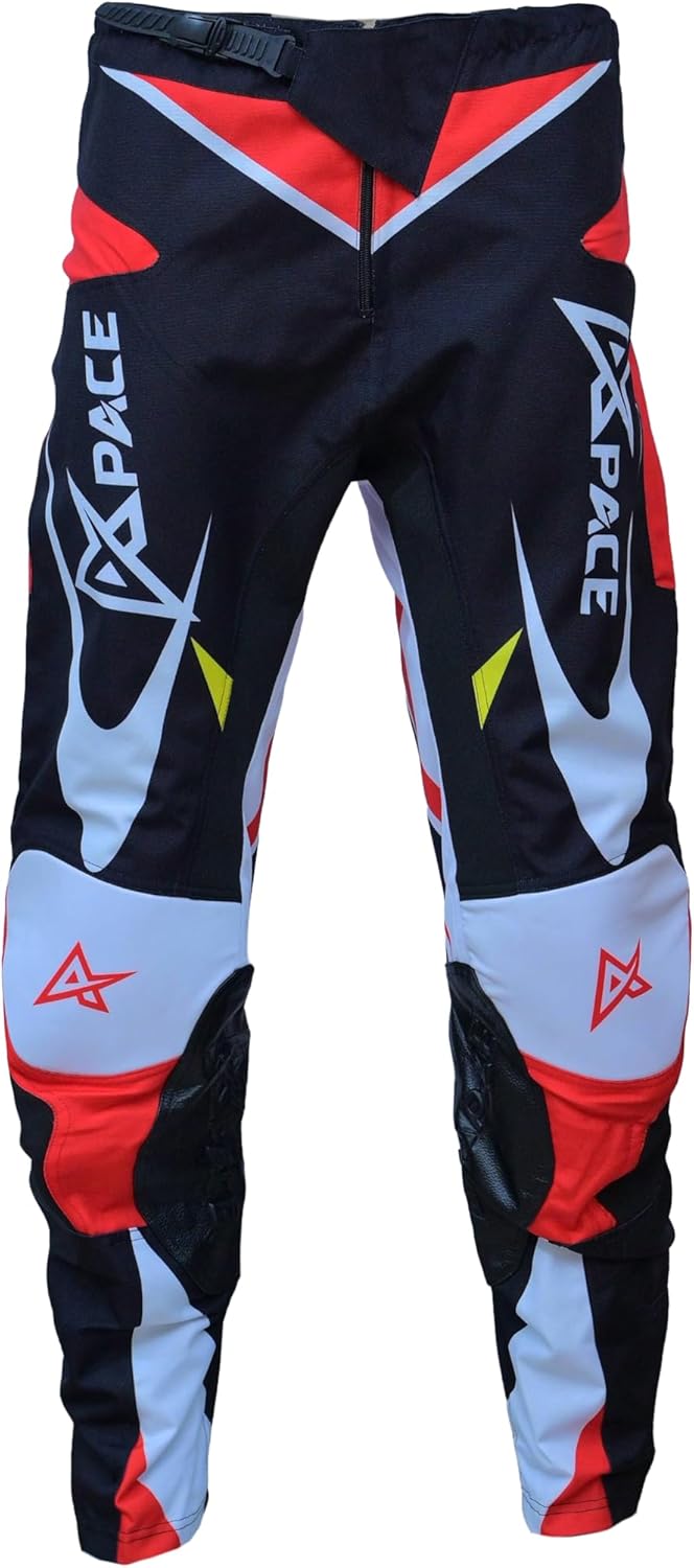 Apace BW Black White Pro Motocross Pants Dirt Bike & Enduro Racing Trousers Reinforced MX Off-Road Gear