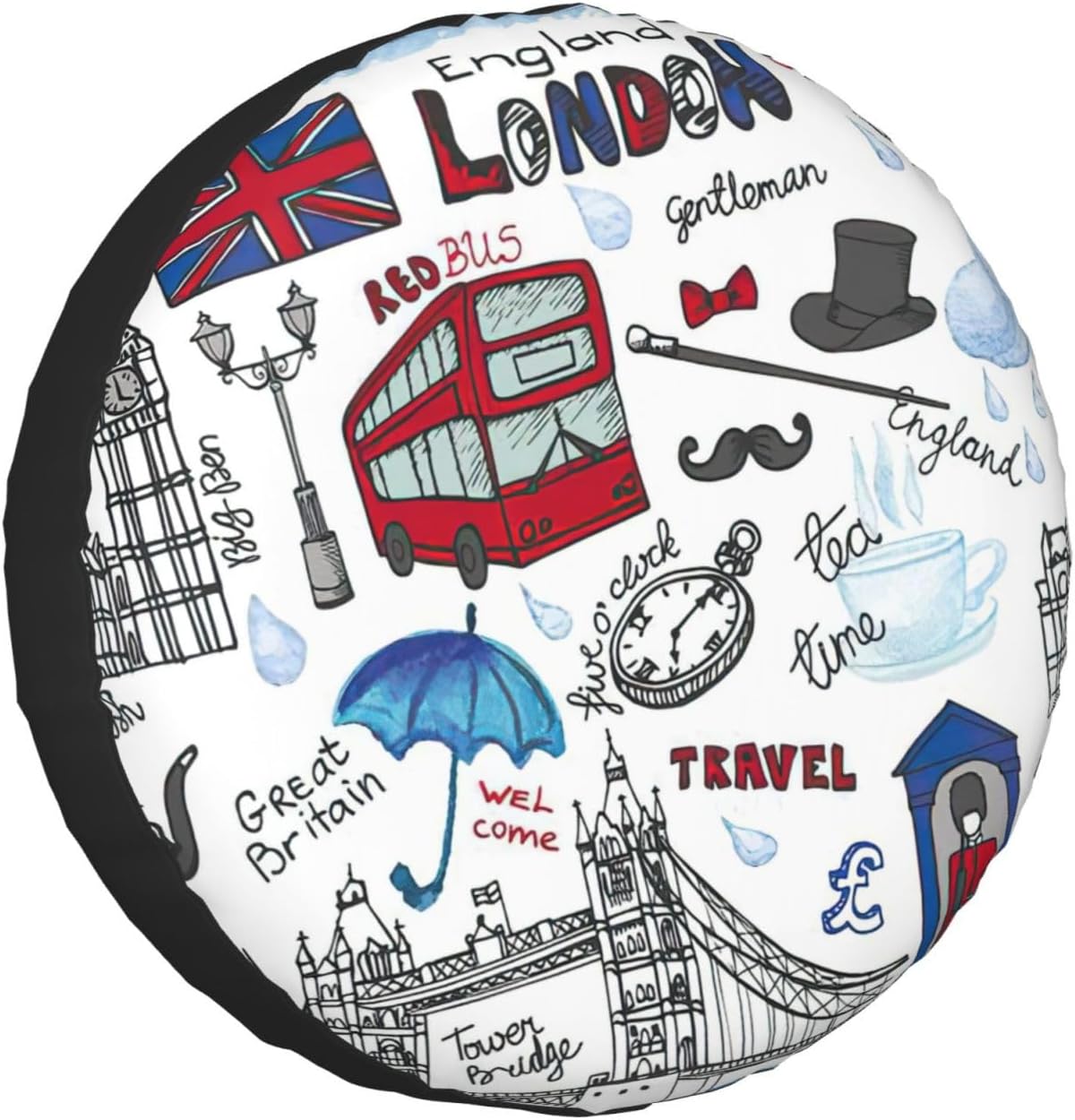 London Print Tire Cover Universal Spare Wheel for Trailer Rv SUV Truck Camper Travel Accessories
