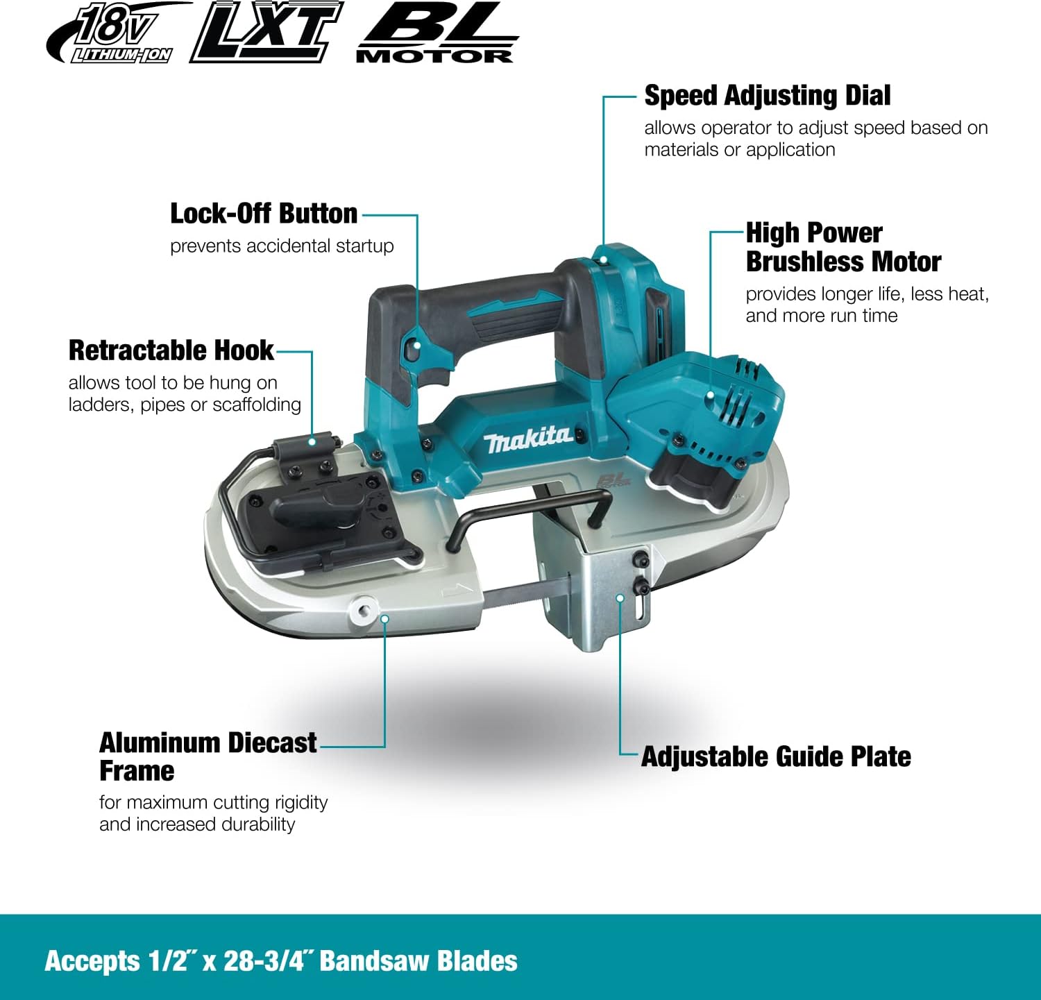 Makita DPB183Z 18V Li-ion LXT Brushless Portable Band Saw - Batteries and Charger Not Included