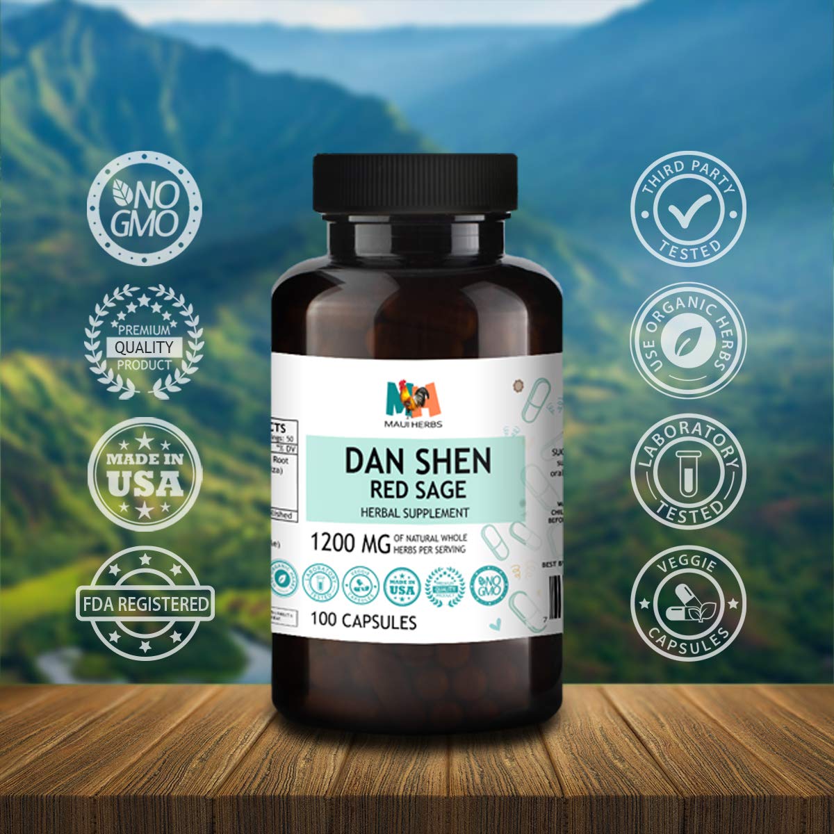 Dan Shen Herb Red Sage Supplement Salvia Miltiorrhiza or Dan Shen