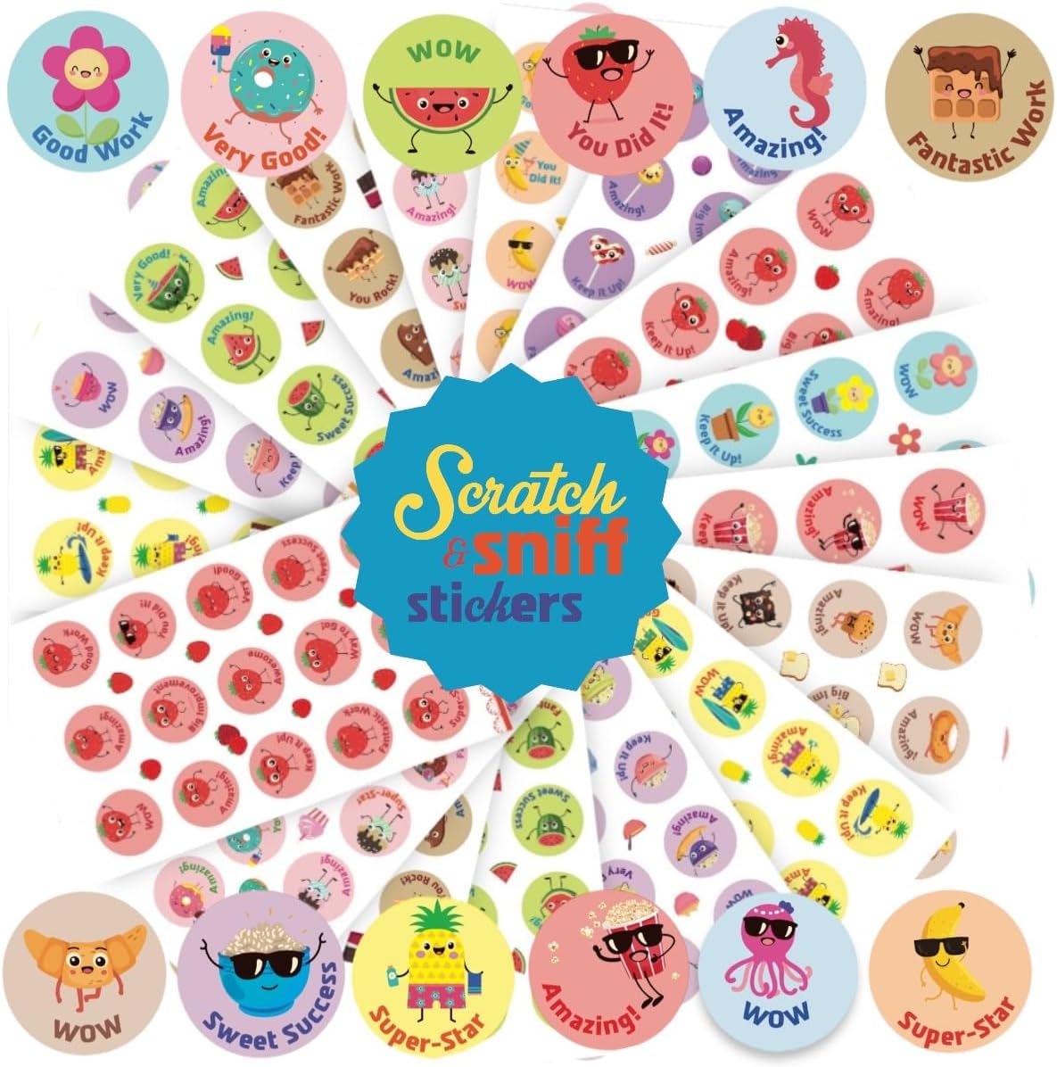 Joyful Artistry Scratch and Sniff Stickers, 36 Sheets, 12 Different scents, Reward Stickers for Kids, Smelly Stickers, Scented Stickers for Teachers (540)