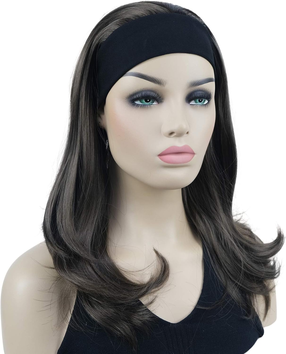 Lydell Long Straight Wavy Hair Wigs Headband Synthetic Wigs (Medium Ash Brown) - Image 3