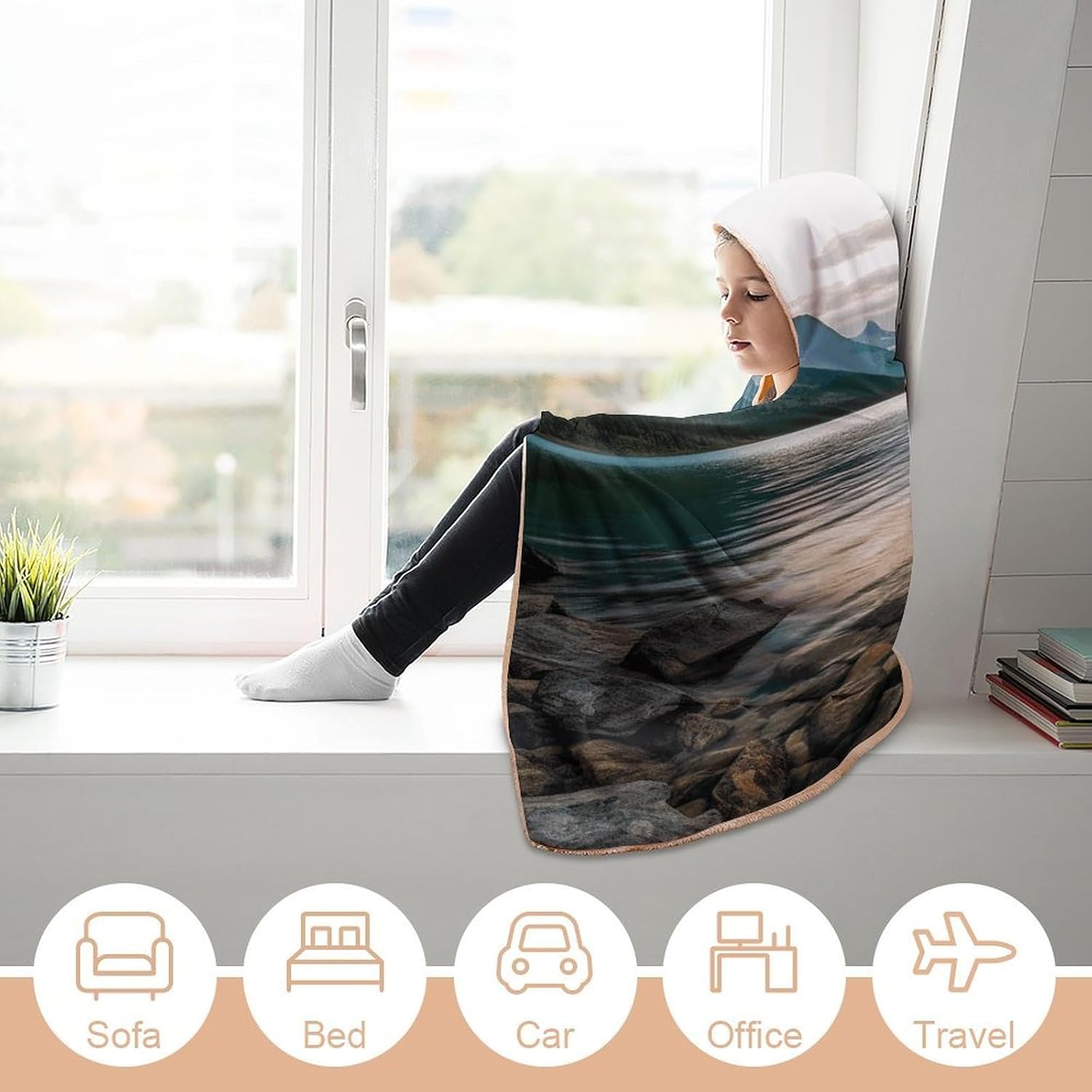 Glacier National Park Wearable Hooded Blanket, Ultra Soft Arctic Velvet Cape Cloak Unisex - Cozy Wearable Blanket