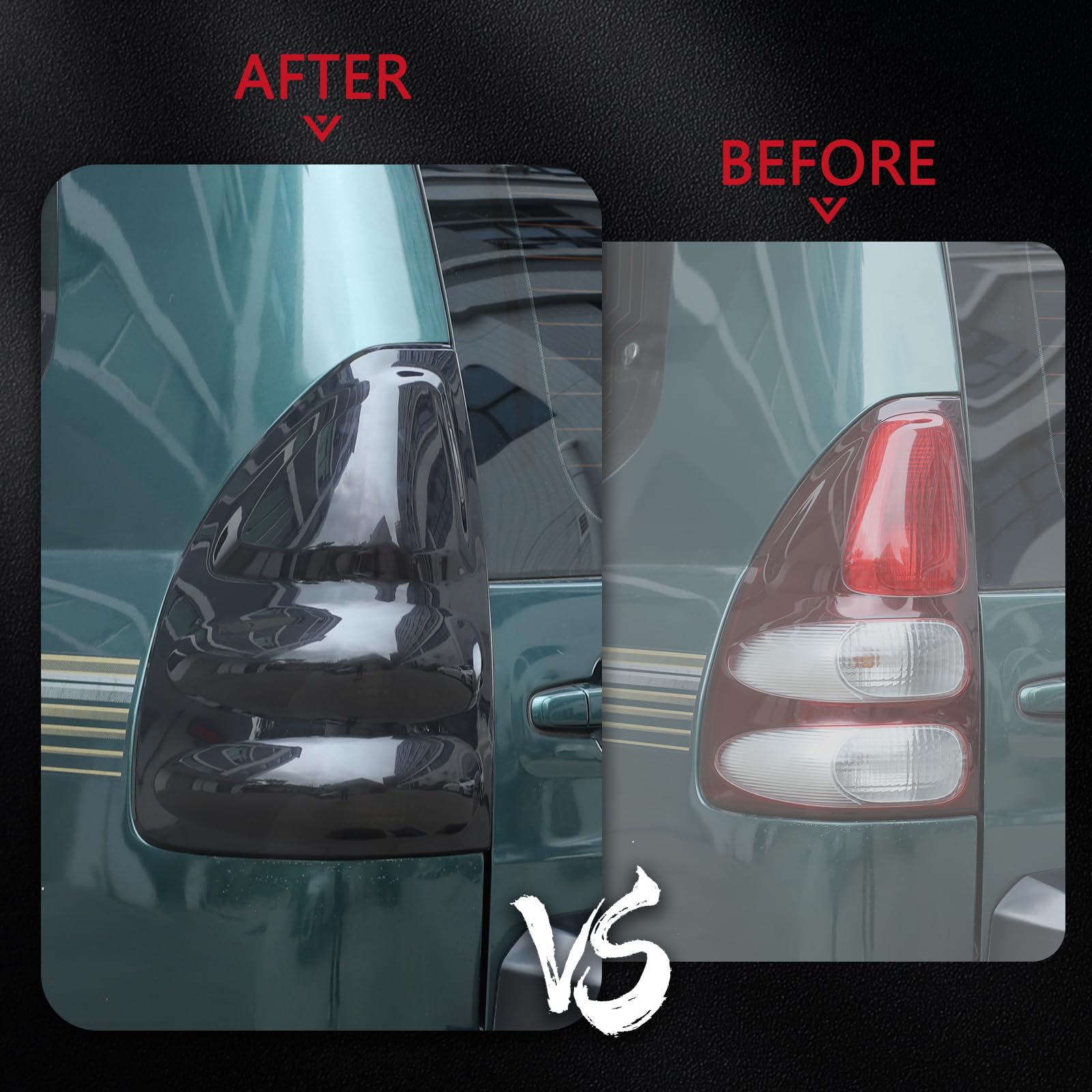 Rear Tail Light Cover Tail Lamp Shell Shade Guard Frame Compatible with Toyota Land Cruiser Prado LC120 J120 2003-2009,Car Taillight Protective Shell Smoke Black Taillight Shell Accessories