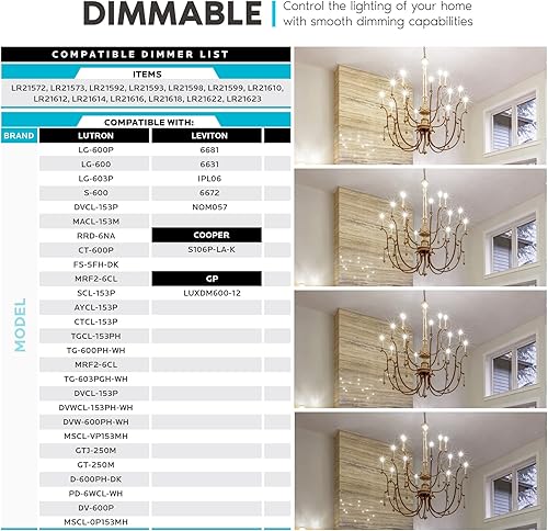 Miniatura 5 de LUXRITE Paquete de 16 bombillas LED de candelabro equivalentes a 100 W, 800 lúmenes, blanco natural de 3500 K, 7 W, bombillas B11 regulables,