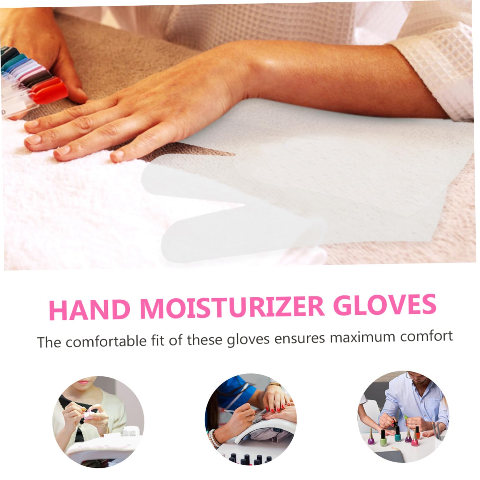 VICASKY Dry Hand Moisturizing Gloves Overnight 50 Pairs Non-Woven Nail Gloves Pp Spunbond Fabric for Women's Rough Sk