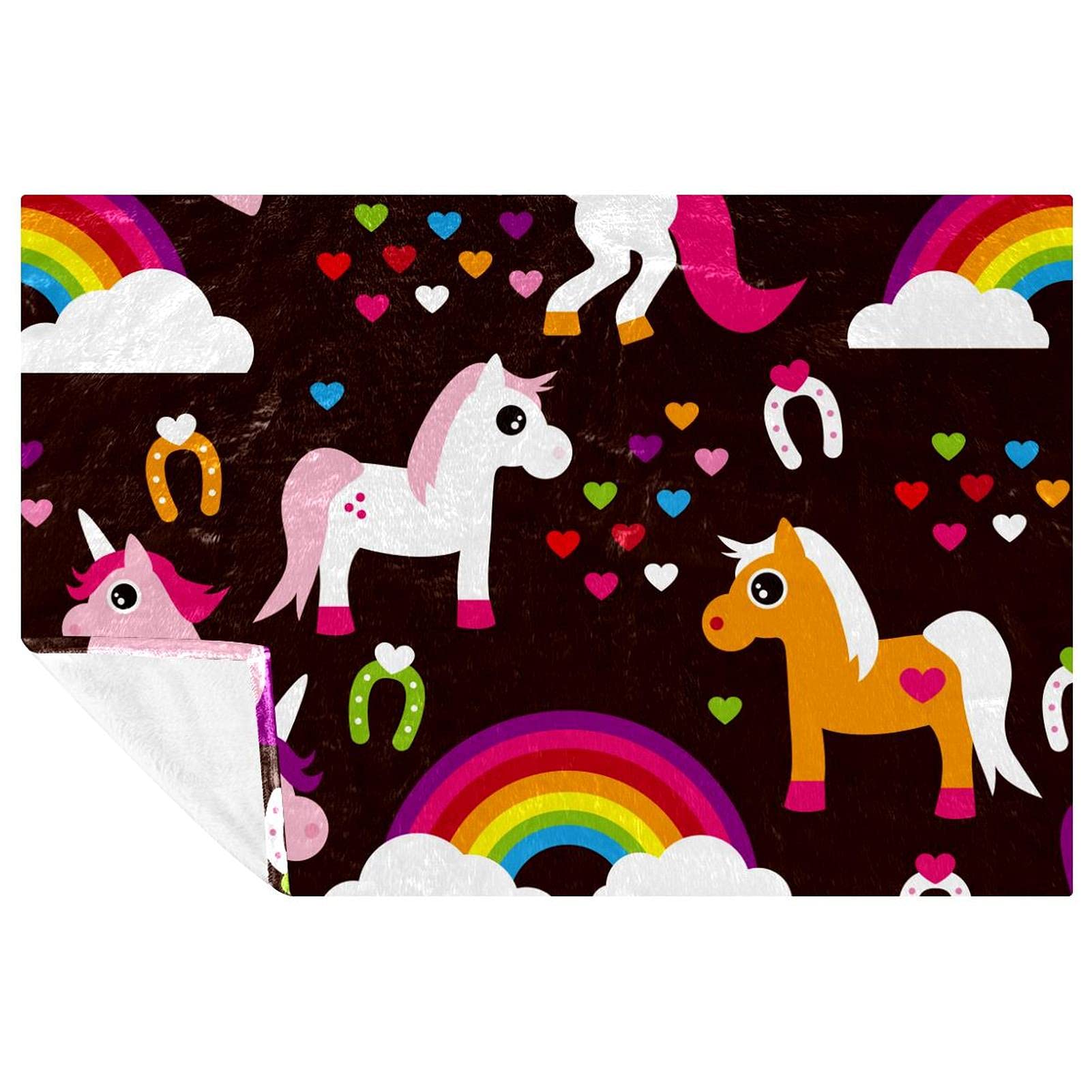 Couverture licorne arc-en-ciel chaude pour stopper le froid sur le lit ou canapé