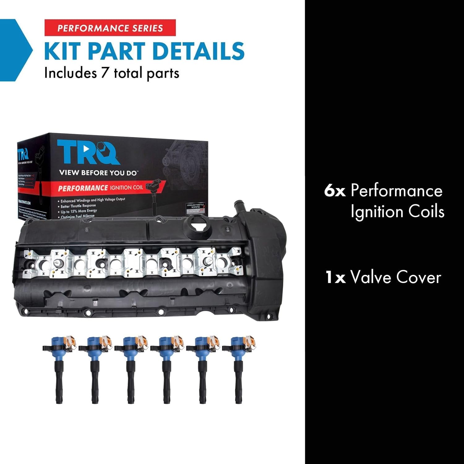 TRQ Ignition Coil Kit 7 Piece Valve Cover Compatible with 1996-1998 BMW 328i 328is 1997-1998 528i 1997-2000 Z3 1998 323i 323is 2001-2002 530i