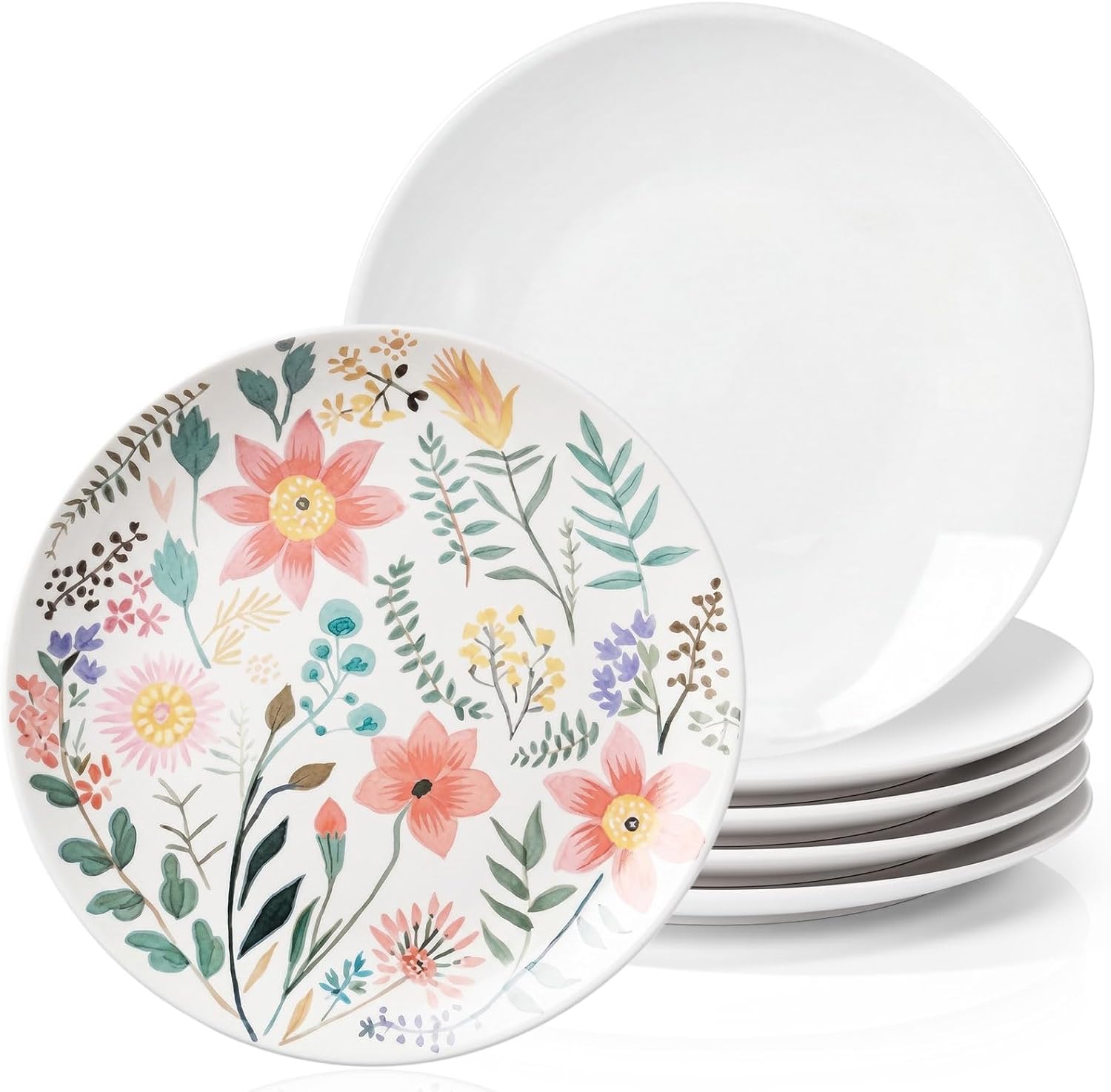 6 Pcs 8 Inch White Paintable Ceramic Plates for DIY Art Craft Painting
