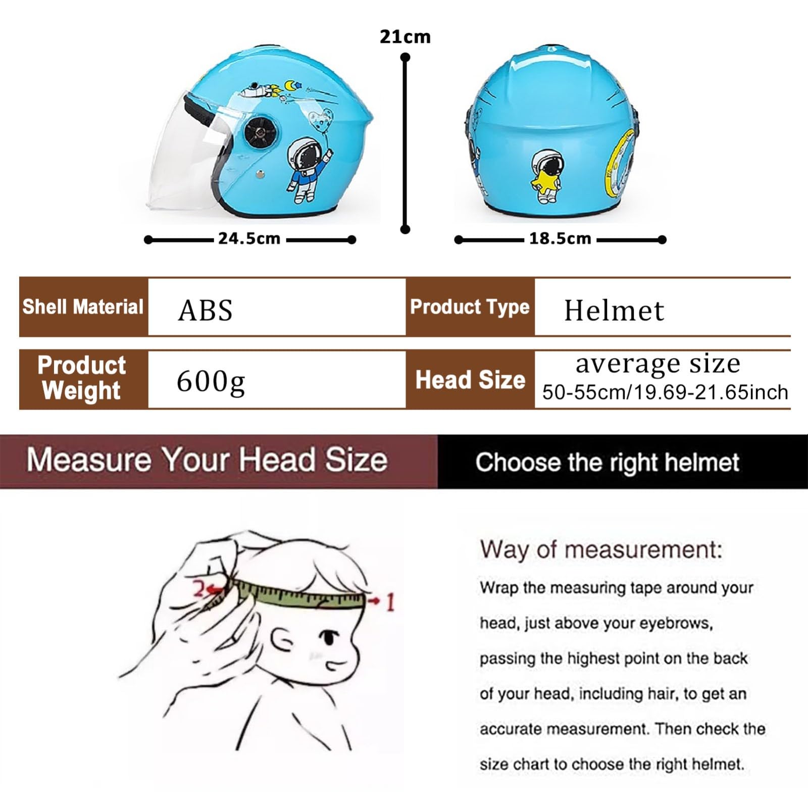 Casco Moto Abierto para Niños | Casco Jet 3/4 para Niños | con Visera Solar | Casco Scooter para Niños | Homologado Según La Norma ECE 22.06 | para Niños Y Niñas De 4 A 15 Años