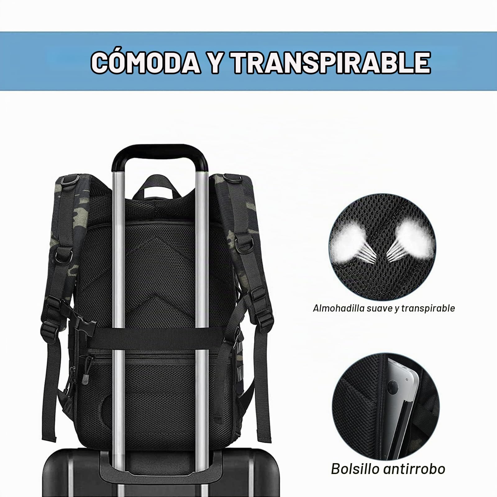 MOSISO Mochila Táctica para Cámara, DSLR/SLR/Mirrorless con Soporte para Trípode y Compartimento para Portátil de 15-16 pulgadas Compatible con Canon/Nikon/Sony, Camuflaje Nocturno | Para Cámara con Soporte para Treppied & 15-16 pulgadas Laptop Compartime