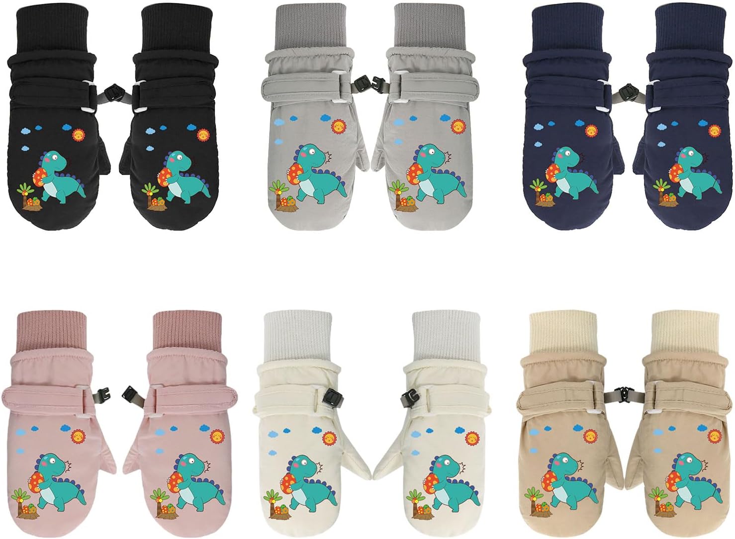 Mitts Printed Cartoon Dinosaur Gloves for Students Teens Thickened Windproof Thermal Winter Mittens Warm Mittens