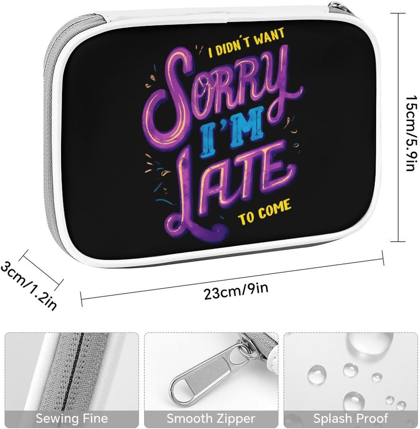 Sorry I'm Late Cosmetic Bag Makeup Brush Organizer Bags image 2