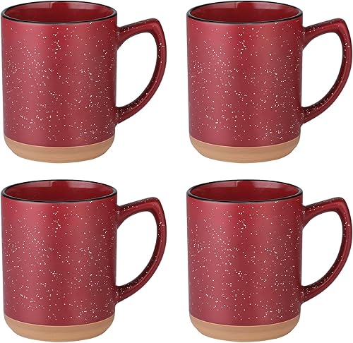 Miniatura 8 de Juego de 4 tazas de café de 16 onzas, juego de tazas de café grandes de cerámica de mármol, tazas novedosas para bebidas frías y calientes, día de