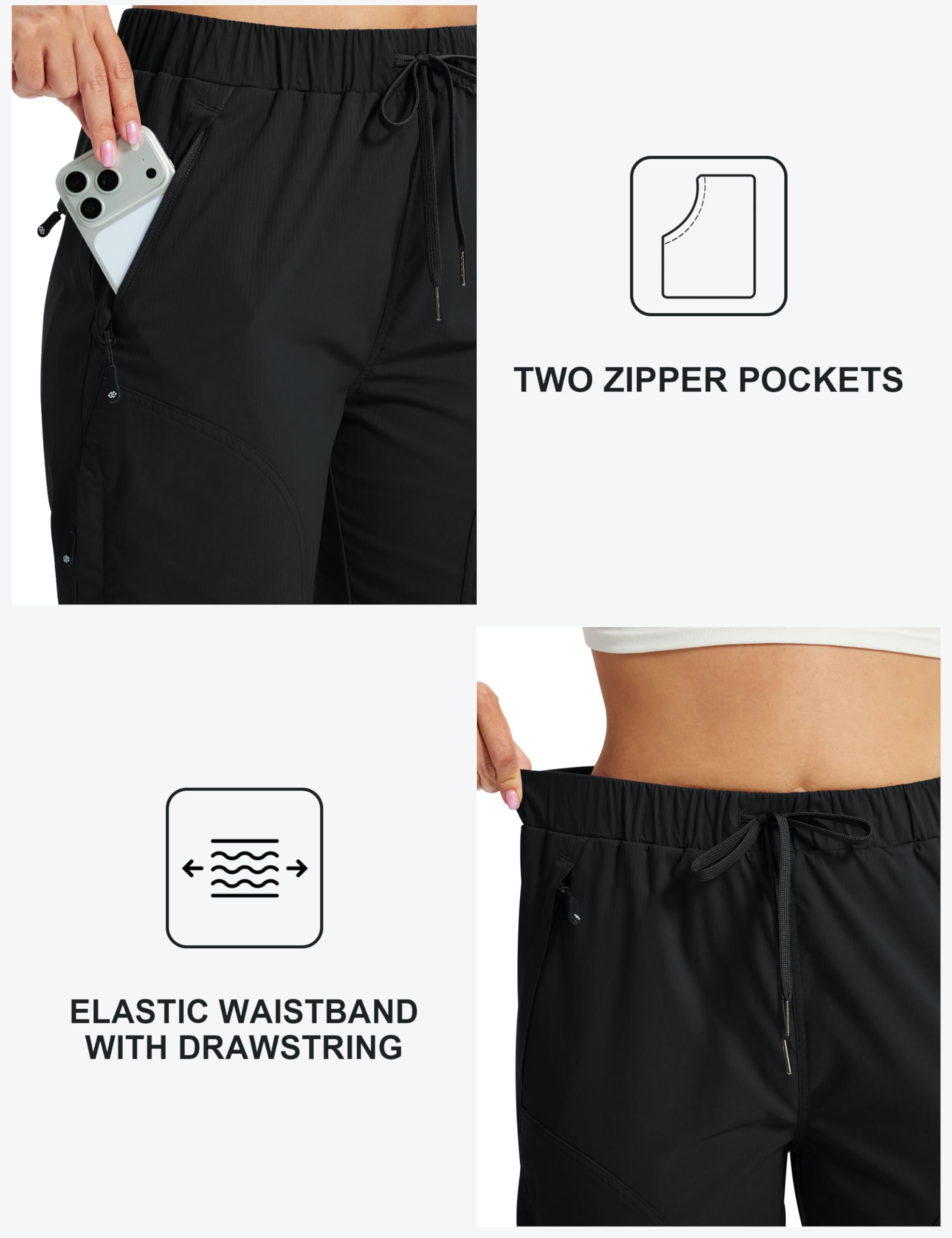 MoFiz Short Cargo Femme Shorts de Randonnée Bermuda Résistant à l'eau UPF 50+ Été Pantacourt de Jogging Extérieur Safari Sport Court avec 5 Poches