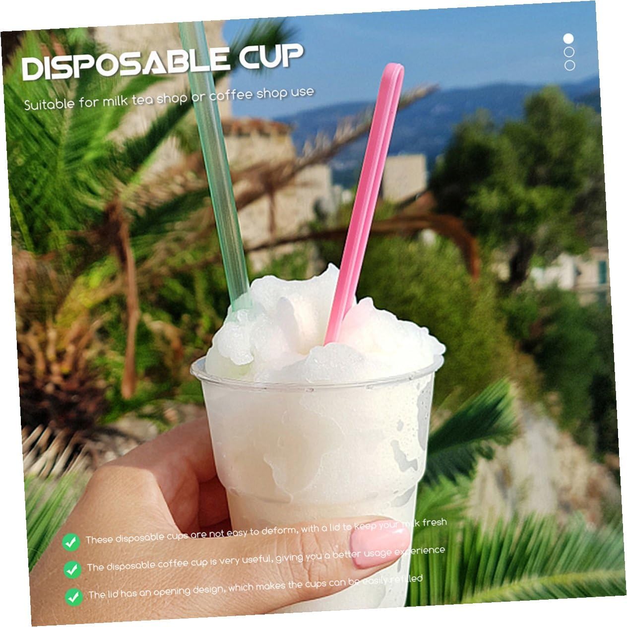 Alipis 100 Disposable Plastic Cups with Lids 10oz (300ml) Pet Cold Drink Juice Packing Cups for Smoothies and Iced Beverages Portable Drinkware for Parties and Outdoor Use