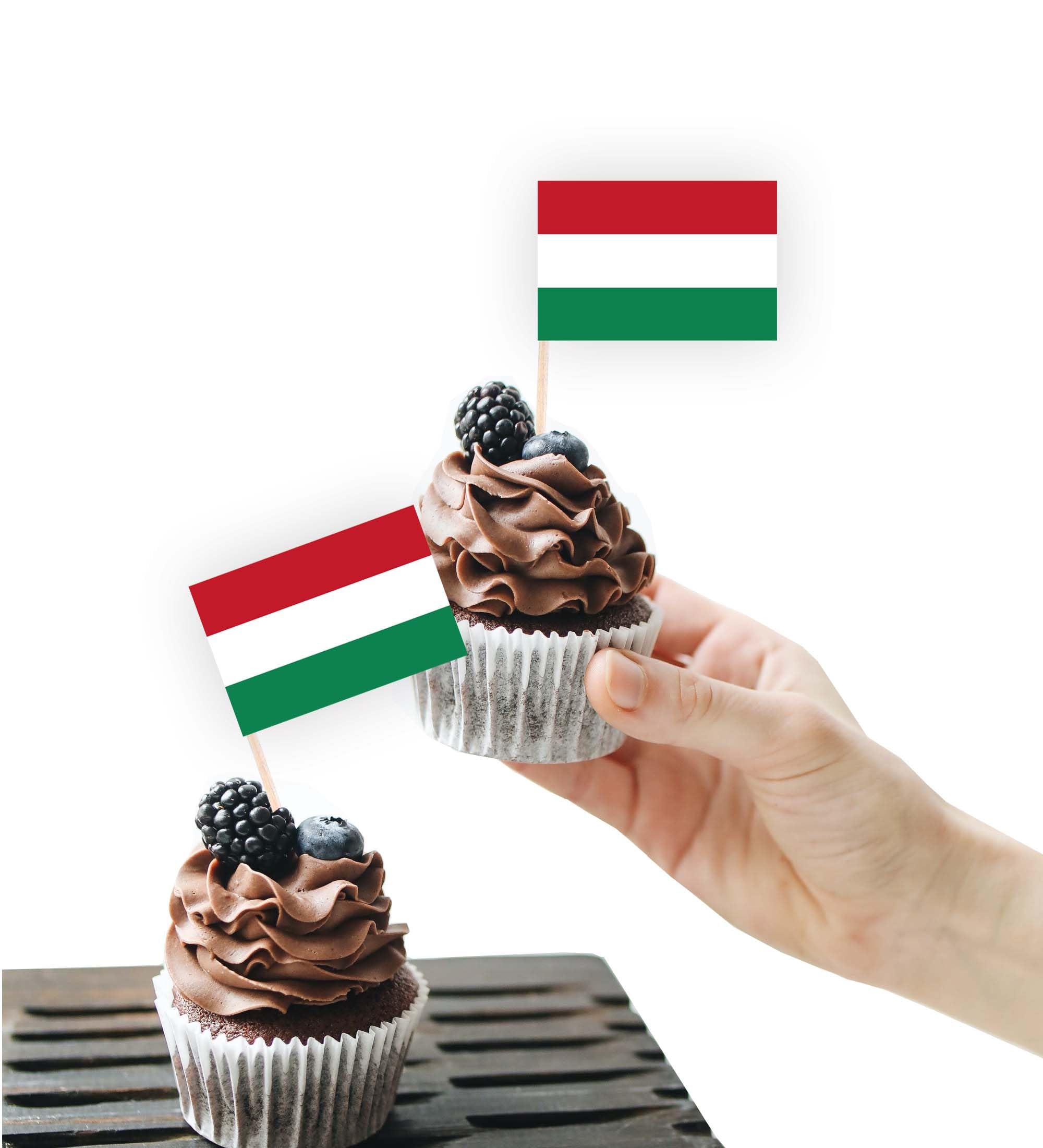 100PCS Hungary Flag Cake Topper,Hungarian Cupcake Stand For Party Decoration Supplies — image 1
