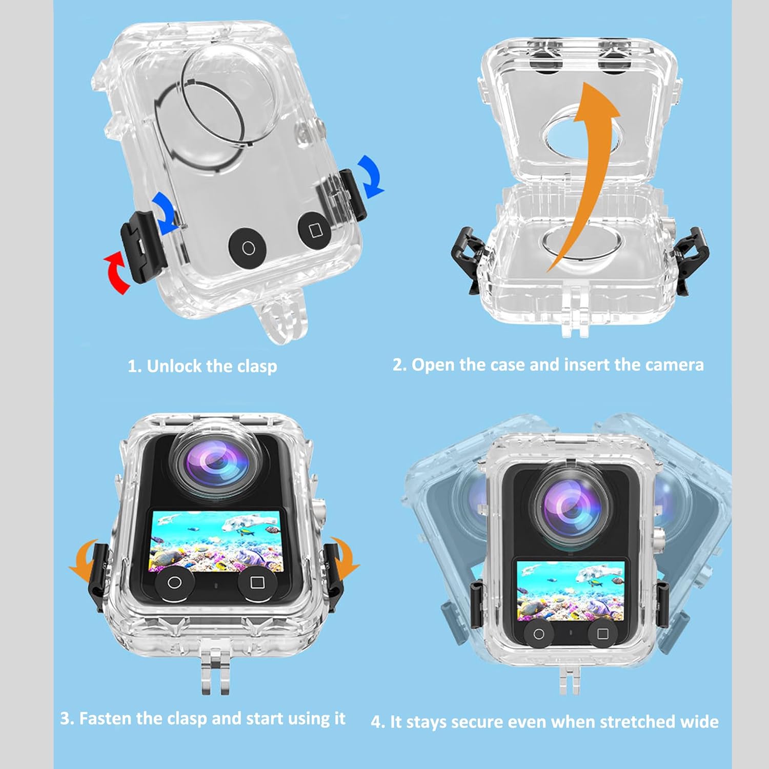 40M/131FT Waterproof Case for DJI Osmo 360 Camera, Underwater Diving Housing Protection Shell with Bracket for DJI Osmo 360 Accessories