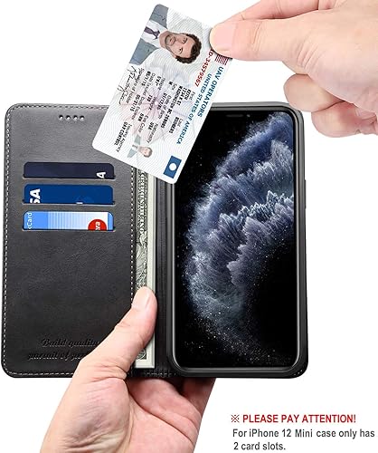 Miniatura 3 de SINIANL Funda compatible con iPhone 12, iPhone 12 Pro con tarjetero y tarjetero de cuero plegable con función atril y cierre magnético para iPhone