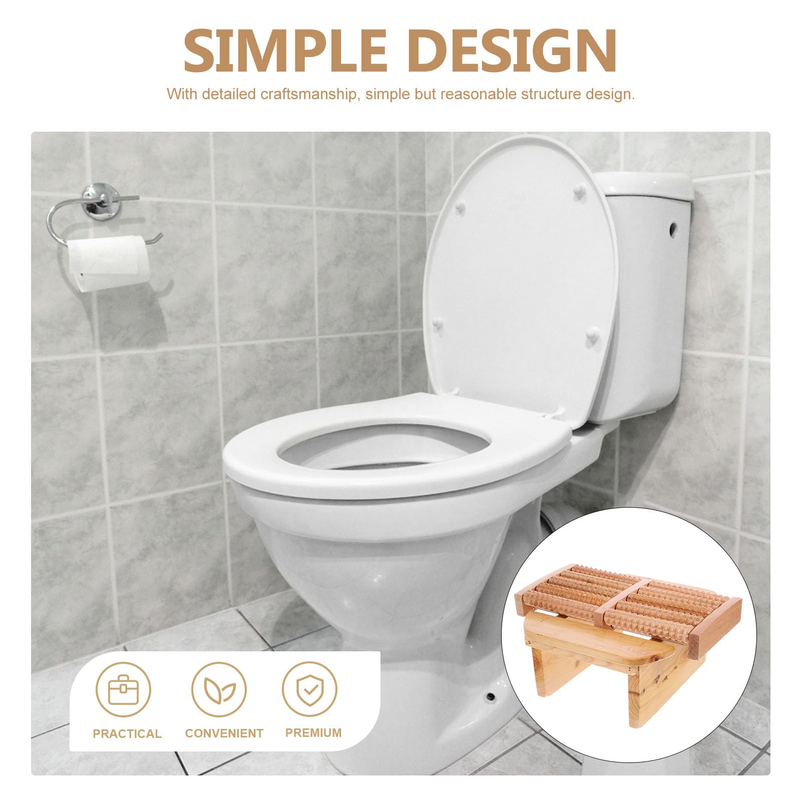 WOFASHPURET Foot Roller, Wood Sauna Stool, Wood Step Footstool Foot Roller Sauna Step Stool Sauna Wood Footrest Sauna Footstool Bath Footrest Wood Tools Portable Casters for Work, Gaming, Office