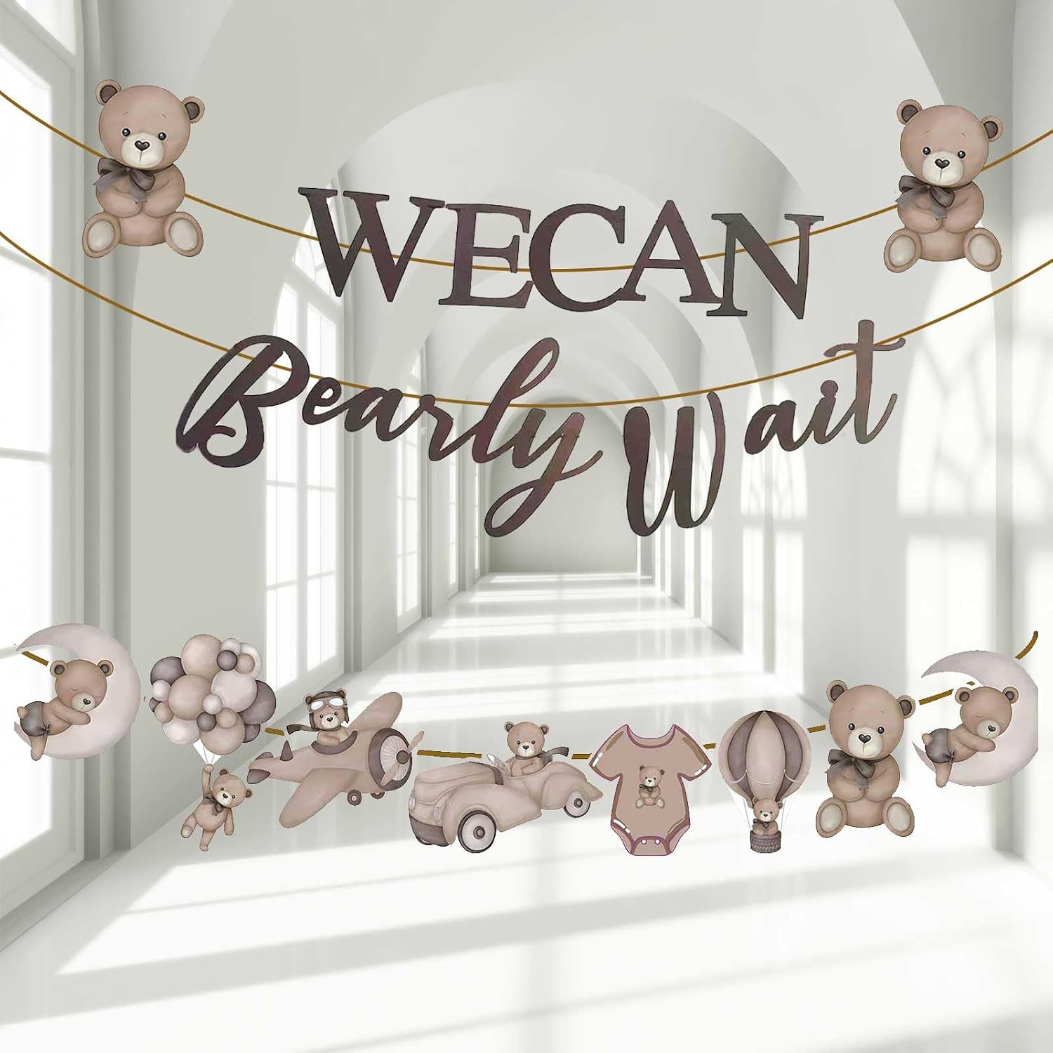 Zliisang We Can Bearly Wait Banner Bear Baby Shower