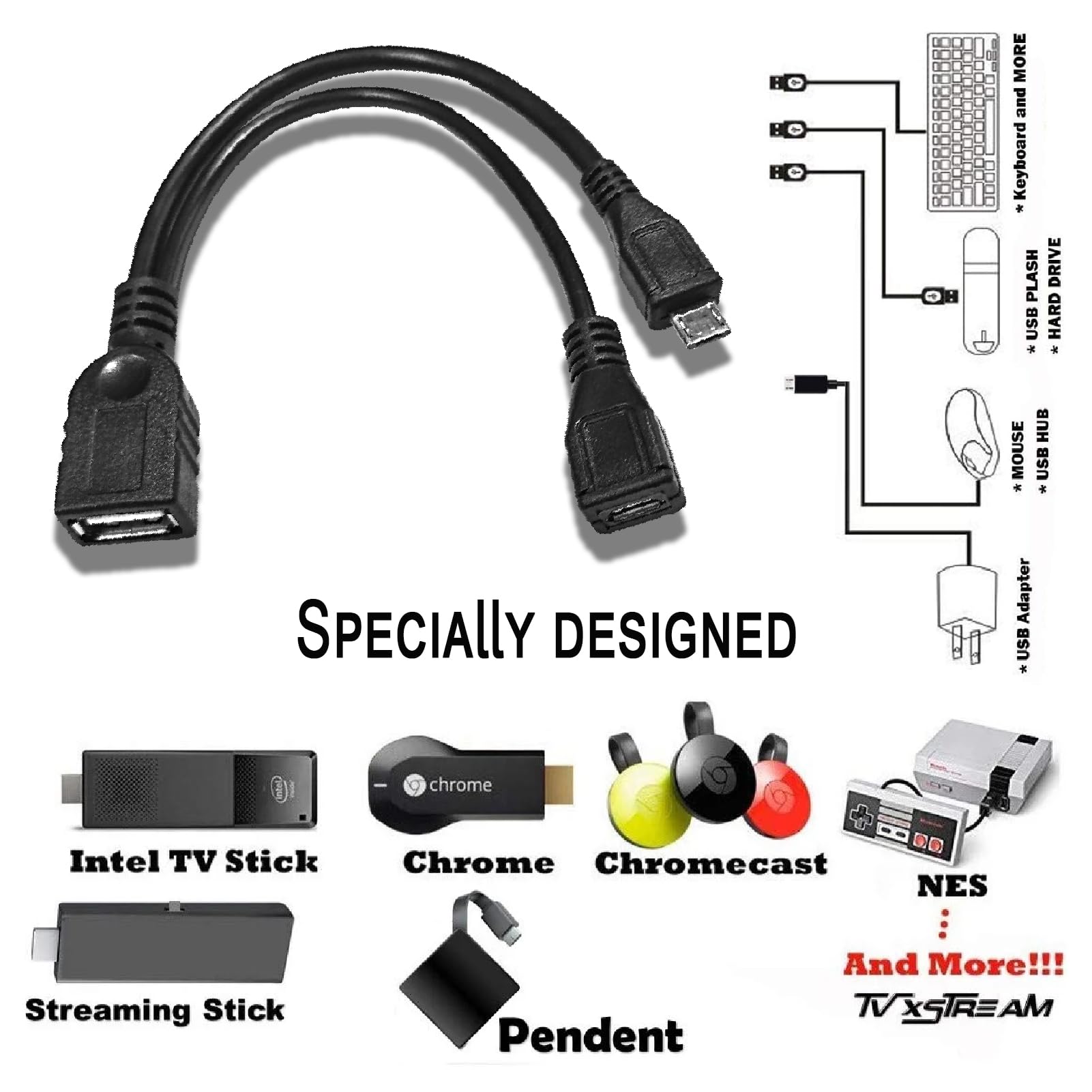Cabo OTG para Fire TV Stick 4K Max Lite Cube SNES Mini PlayStation