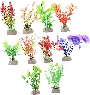 Toyvian 10 Peças Plantas De Plástico Decoração De Plantas Falsas Planta Artificial Decoração De Plantas Falsas Pequenos Tanques De Peixes Pequenas Plantas Tanque De Peixes De Plástico