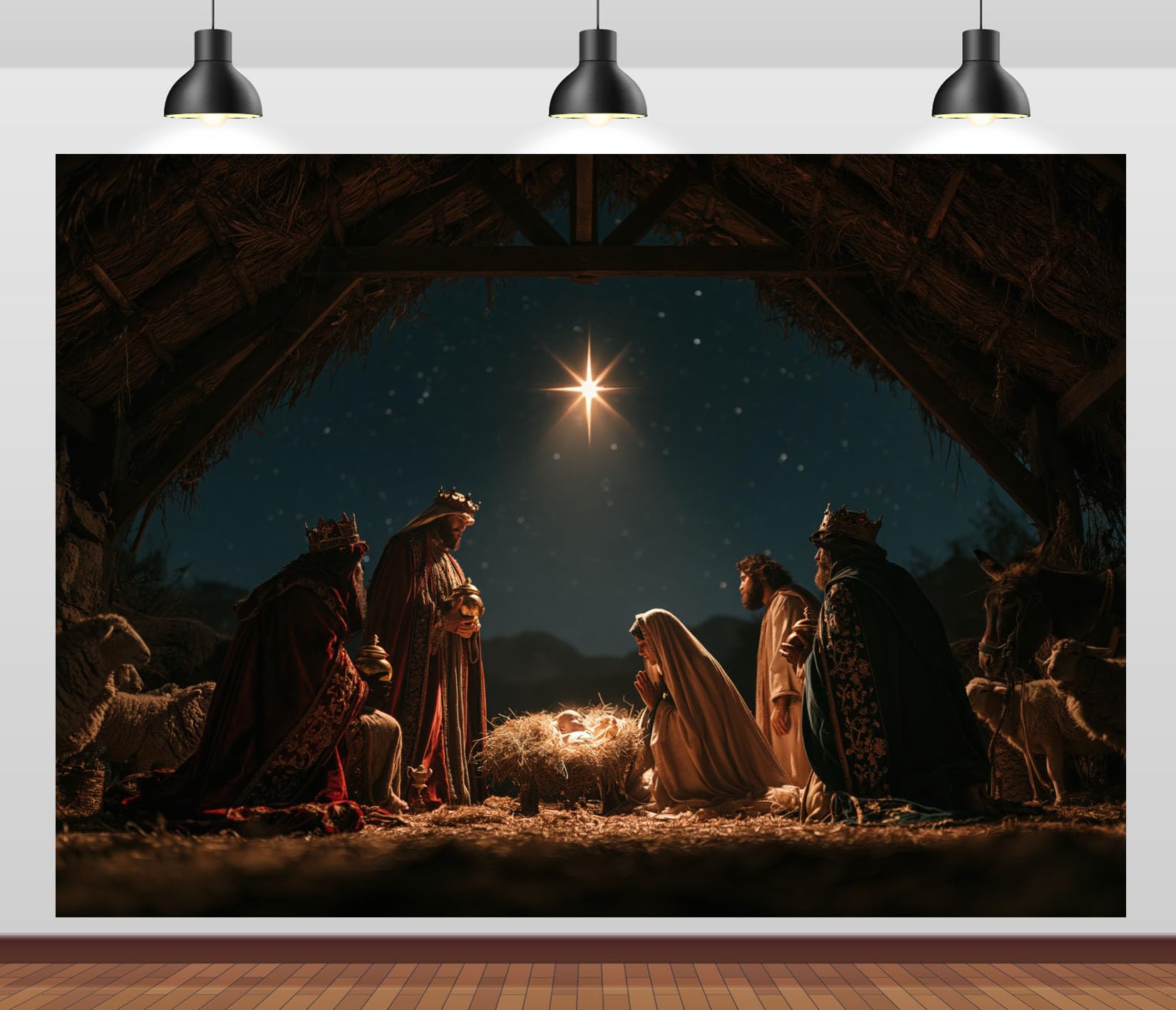 BELECO 3x2.5m Sfondo in tessuto scena presepe stella di Natale