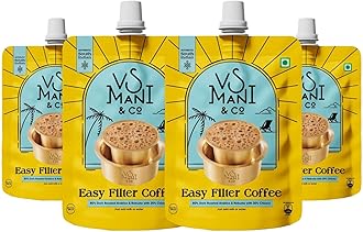 VS Mani & Co Filter Coffee Decoction - Arabica Dark Roast, Strong and Aromatic Instant Filter Coffee Liquid | Authentic South Indian Flavour | Pack of 4 x 100ml | 400 ml