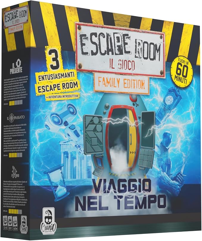 Cranio Creations - Escape Room Viaje En El Tiempo, La Edición Family De La Famosa Escape Room De Mesa con Nuevas Misiones Apasionantes, Edición en Italiano
