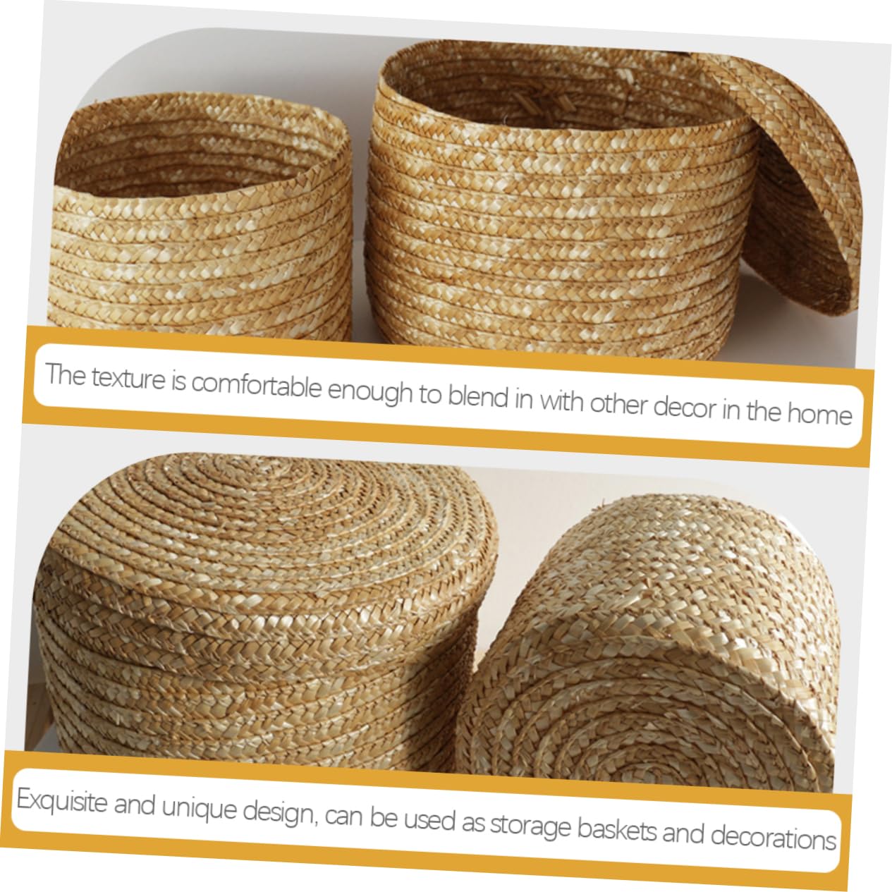 Happyyami Countryside Style Woven Basket Multi Function Storage Basket for Snacks Home Accessories and Wear Resistant Design Convenient Organization