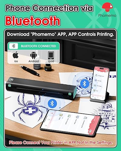Phomemo M08F Wireless Tattoo Transfer Stencil Printer with 45 pcs Free Transfer Paper Tattoo Transfer Paper - Tattoo Printer Kit for Tattoo Artists & Tattoo Beginners