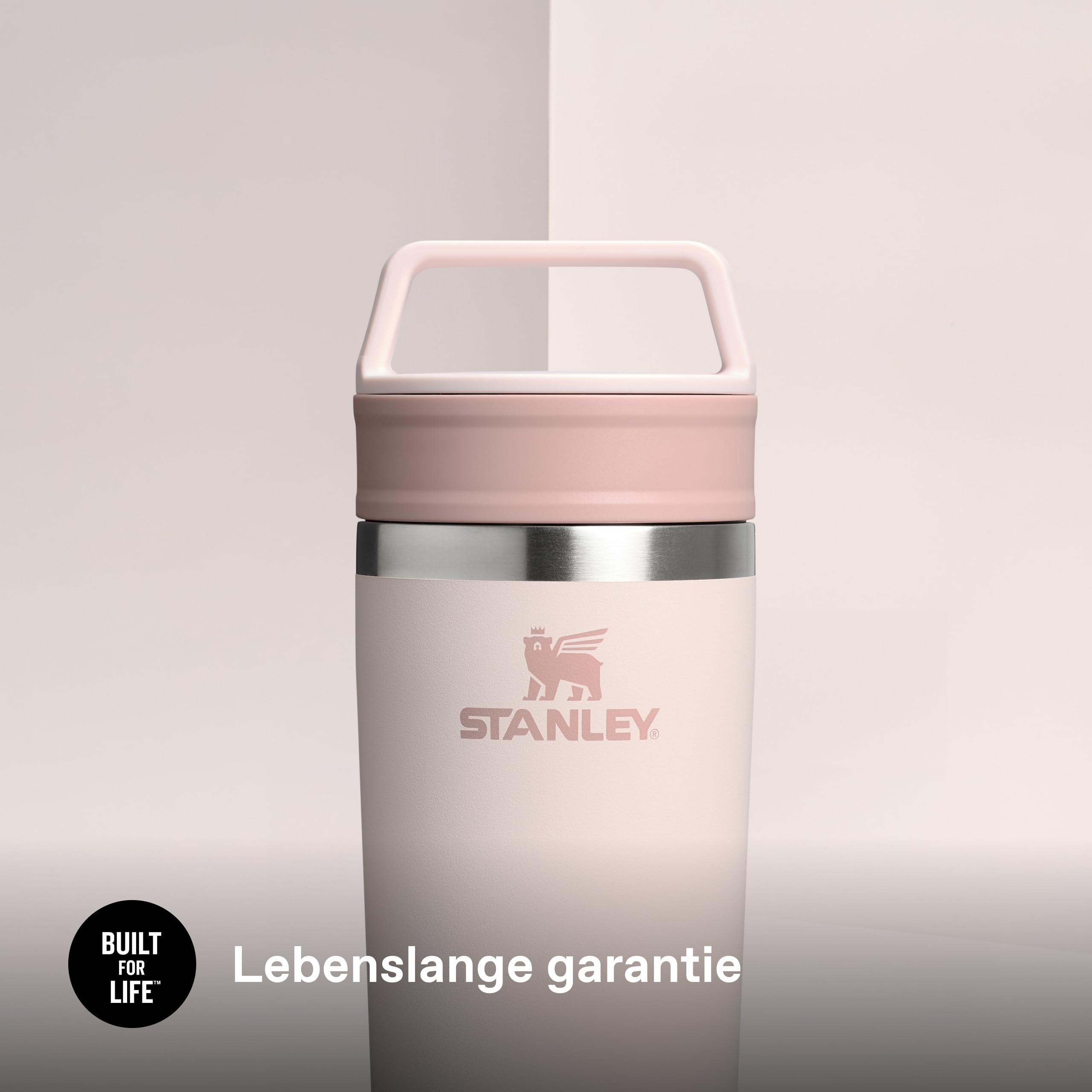 STANLEY 1913 Cafe Kaffeebecher To Go 0.47L - Hält 4 Stunden Heiß - Edelstahl Thermobecher - Spülmaschinenfest - Coffee Becher - Rose Quartz | Hält 5 Std. heiß - 6 Std. kalt - Spülmaschinenfest - Tragegriff - Edelstahl