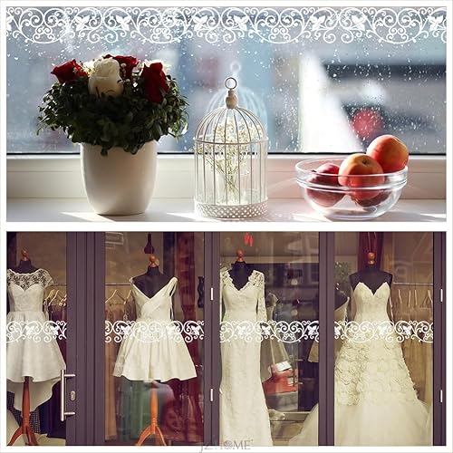 Miniatura 5 de 6003 Papel tapiz de encaje blanco transparente para despegar y pegar, adhesivo extraíble impermeable para ventana, autoadhesiva, enredaderas,