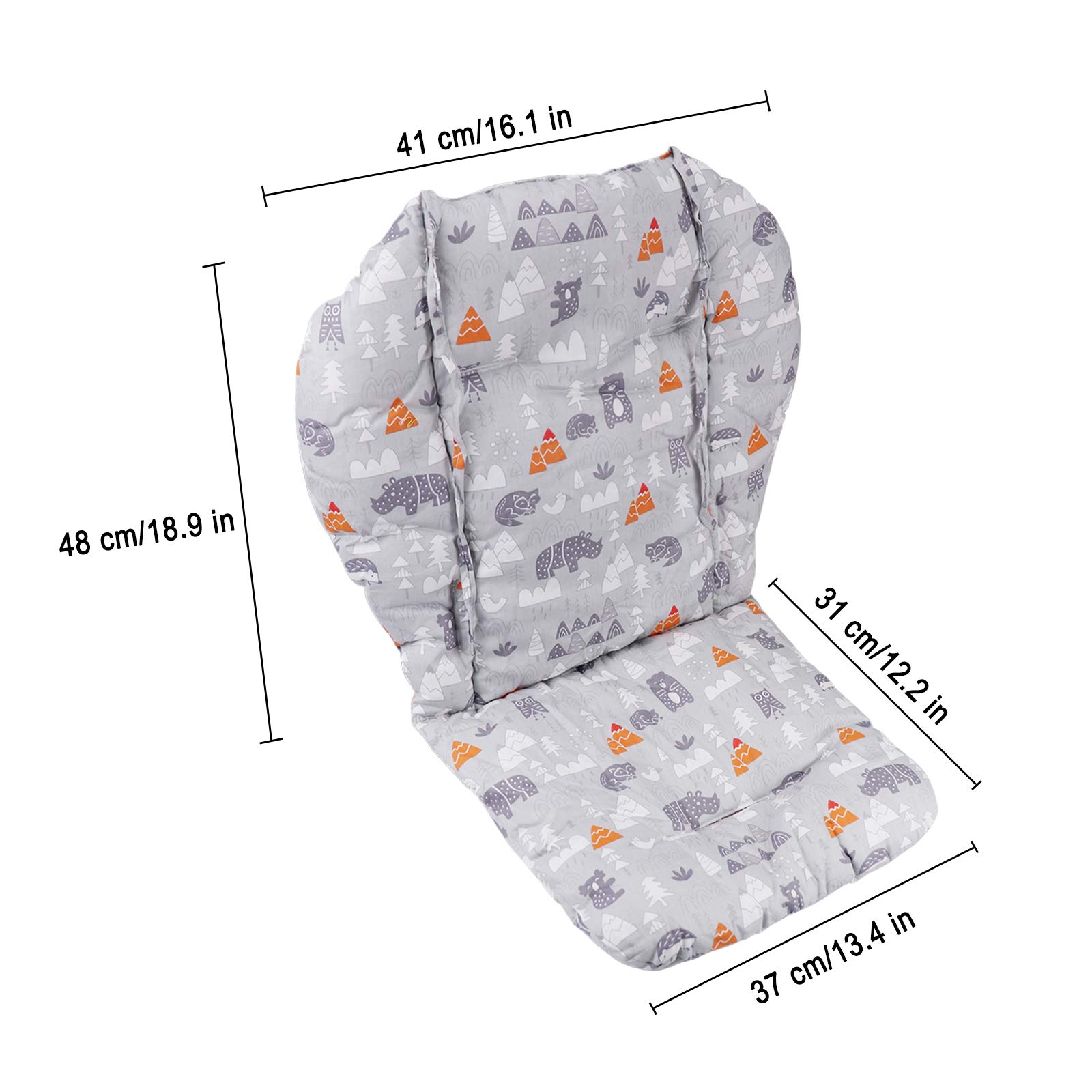 Coussin de chaise haute pour bébé, coussin épais pour chaise haute en bois, tapis de chaise de salle à manger pour bébé (forêt grise)