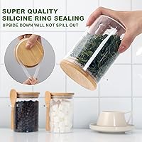 Vista 2 de TIPGO Sugar Jar Bath Salt Container – 17 oz Glass Jar with Bamboo Lid and Spoon, Sugar Cube Holder and Canister for Countertop, Glass Containers for