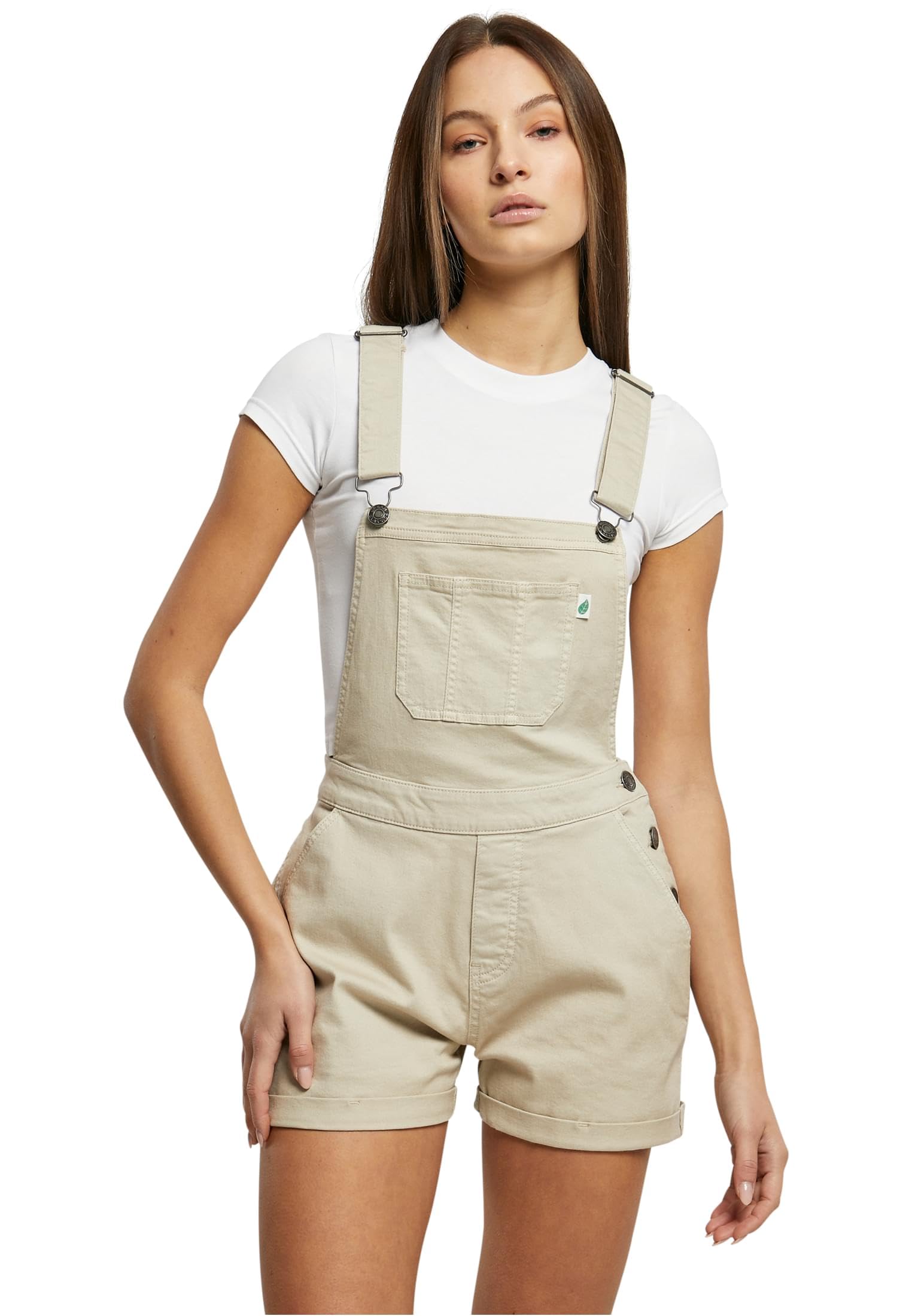 Urban Classics Women's Ladies Organic Short Dungaree T-Shirt, Offwhite Raw, M
