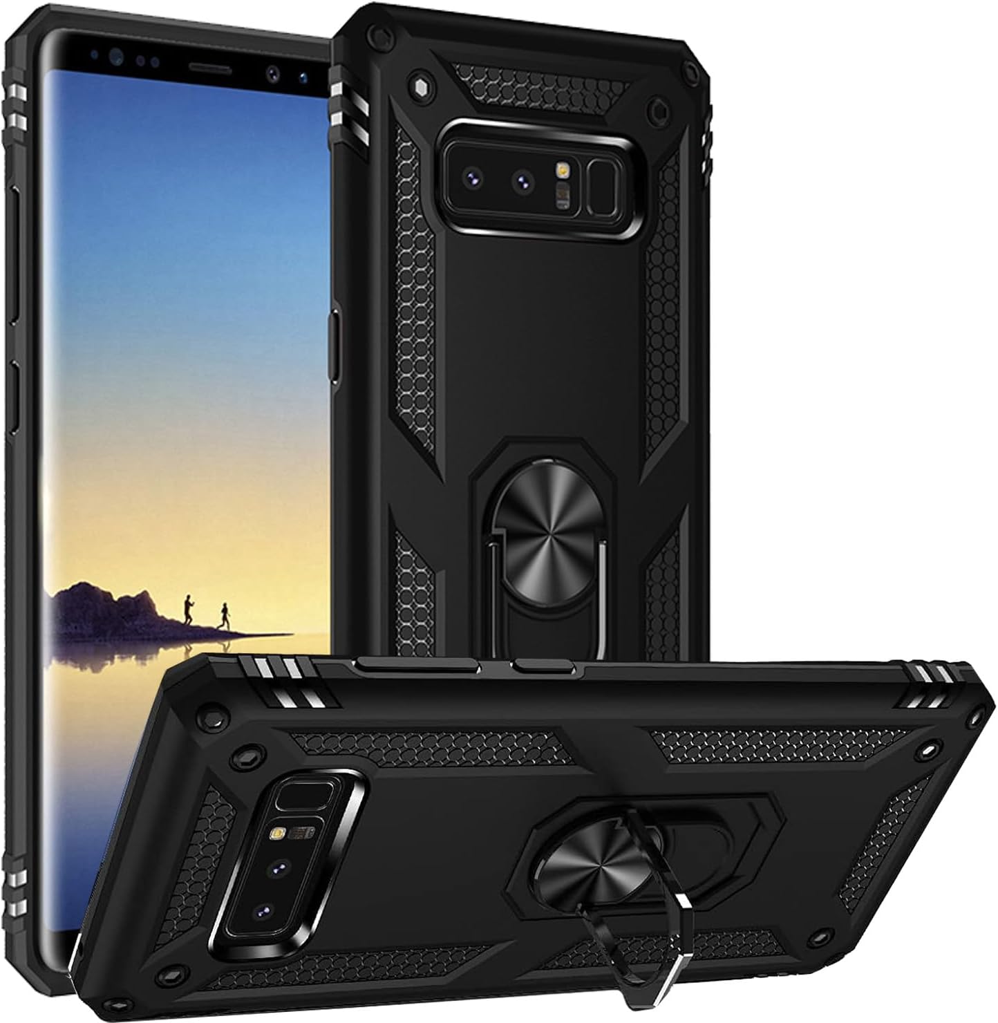 for Samsung Galaxy Note 8 Case, for Galaxy Note 8 Slim Case Dual Layer Protective Heavy Duty Armor Rugged [Military-Grade] Protective，for Samsung NOTE8 Magnetic Kickstand Car Holder Phone Case Black