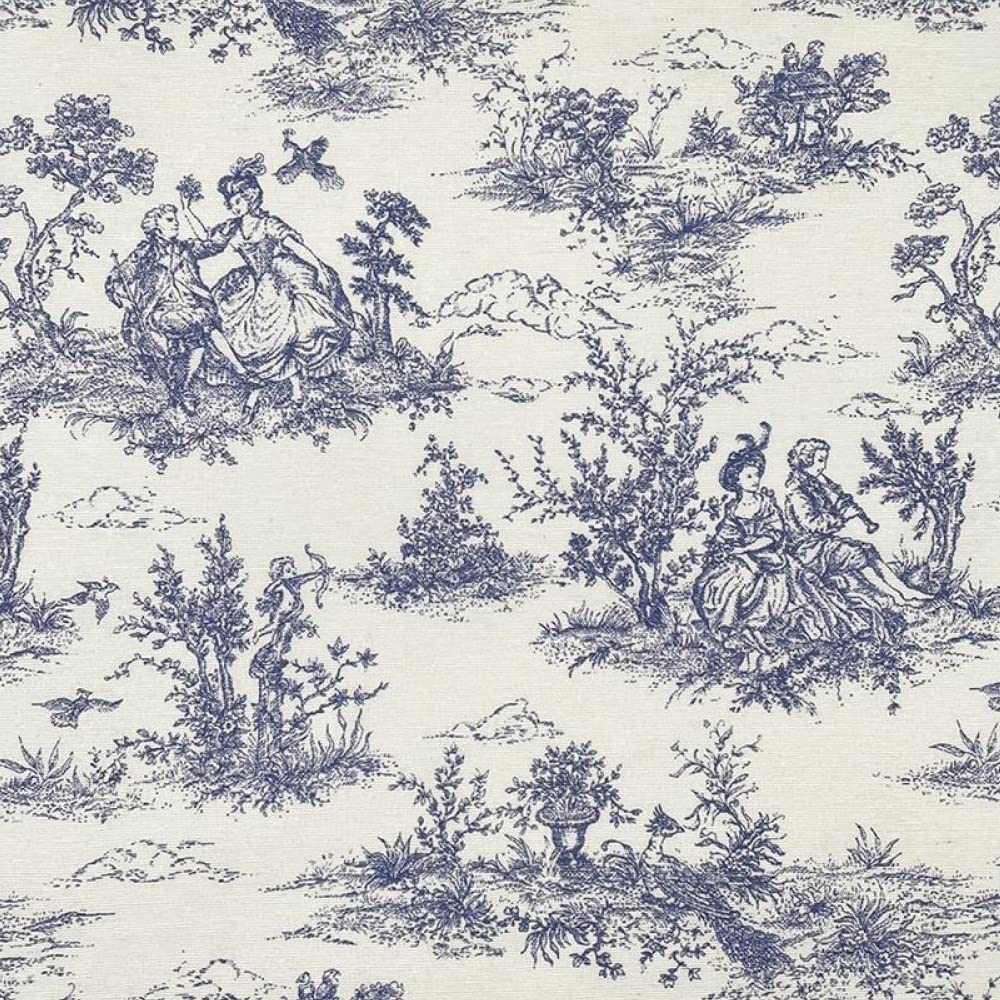Oh Sew Crafty Limited Navy Cotton Rich Linen Look Panama Fabric Toile French Painting Aristocrat 140Cm Wide Sold Per Metre (Navy)